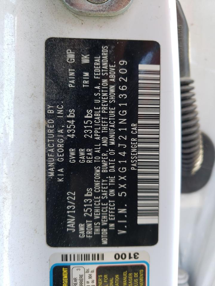 Price & History 2022 Kia K5 Lxs 1.6l 4 vin: 5XXG14J21NG136209
