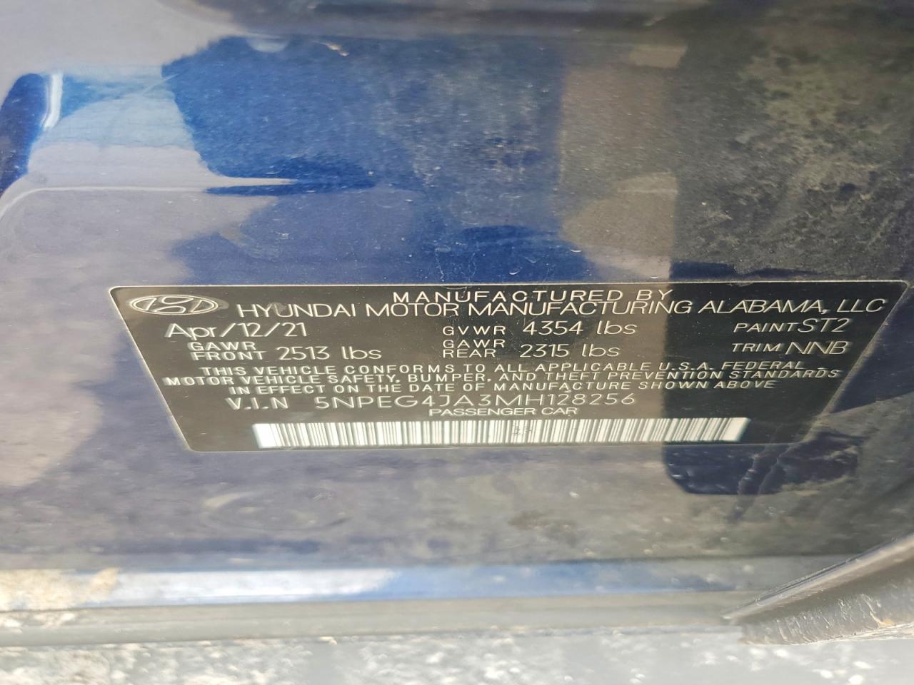 2021 Hyundai Sonata Se Синий vin: 5NPEG4JA3MH128256