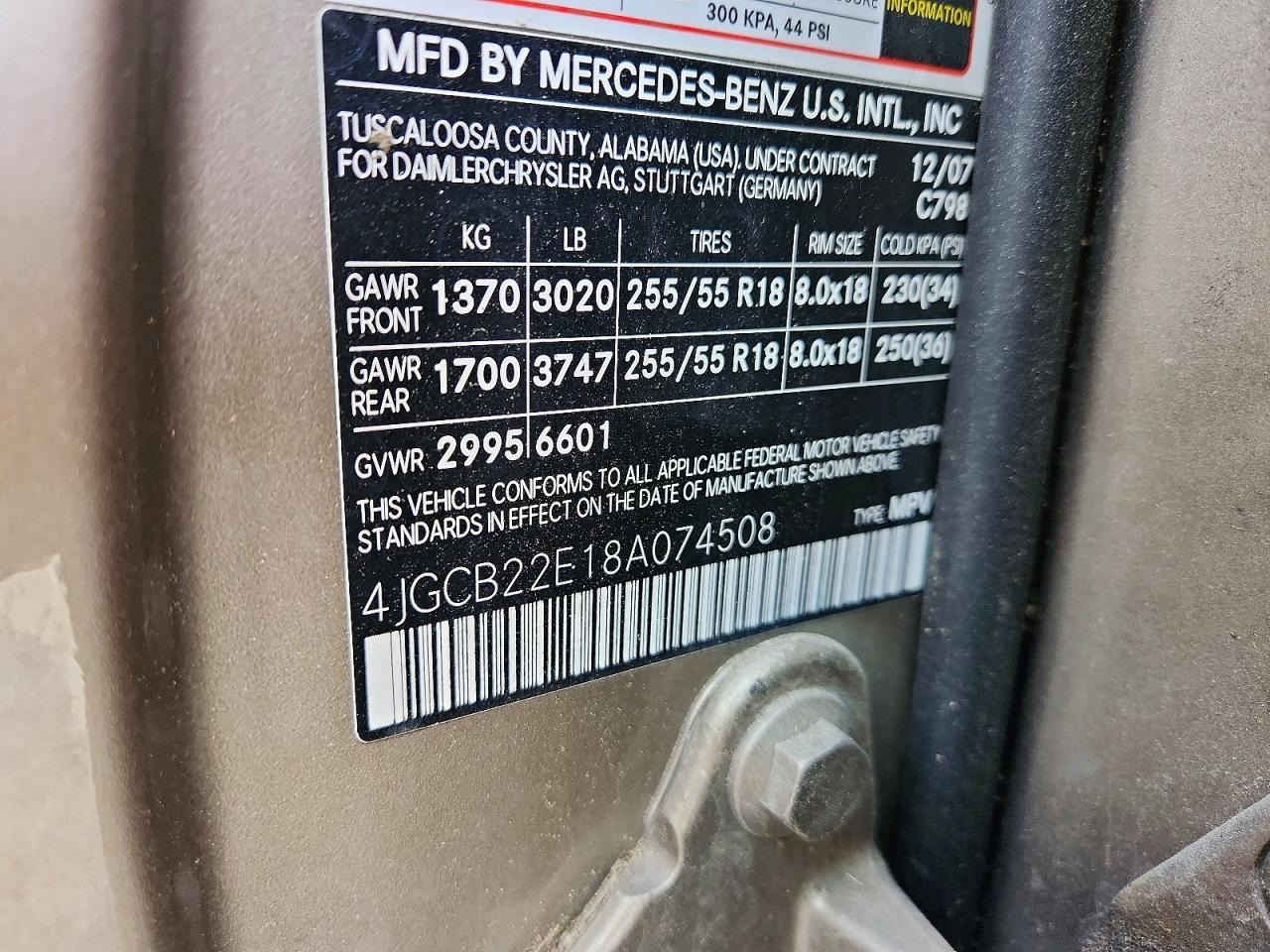 2008 Mercedes-benz R 320 Cdi Tan vin: 4JGCB22E18A074508