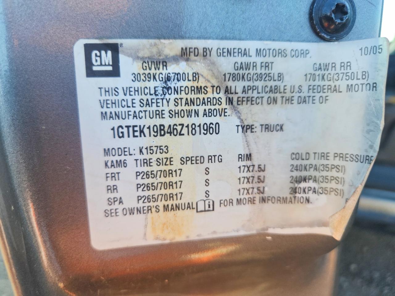 2006 Gmc New Sierra K1500 Gray vin: 1GTEK19B46Z181960