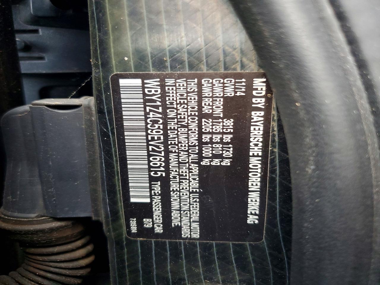 2014 Bmw I3 Rex Gray vin: WBY1Z4C59EV276615