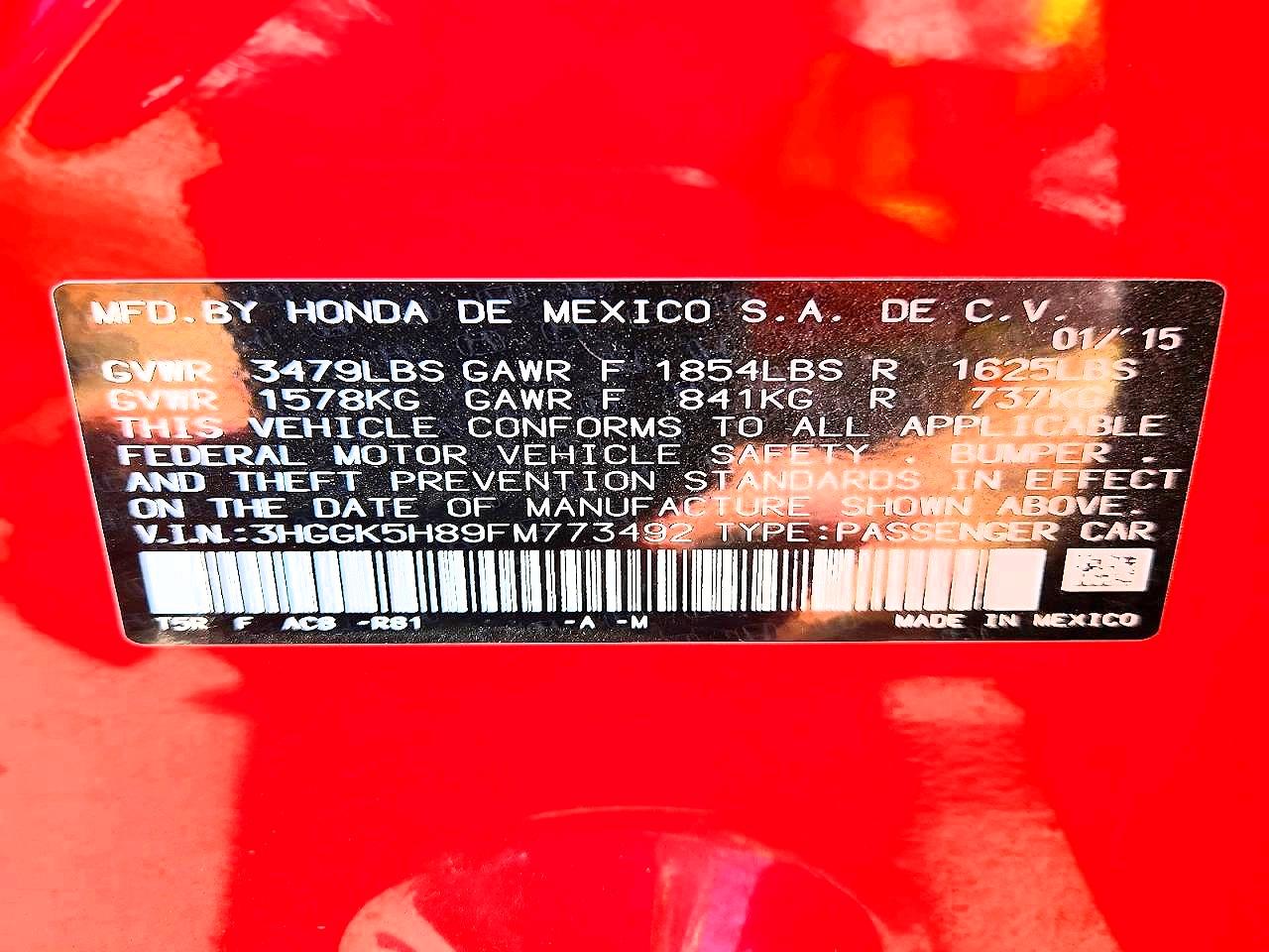2015 Honda Fit Ex Red vin: 3HGGK5H89FM773492
