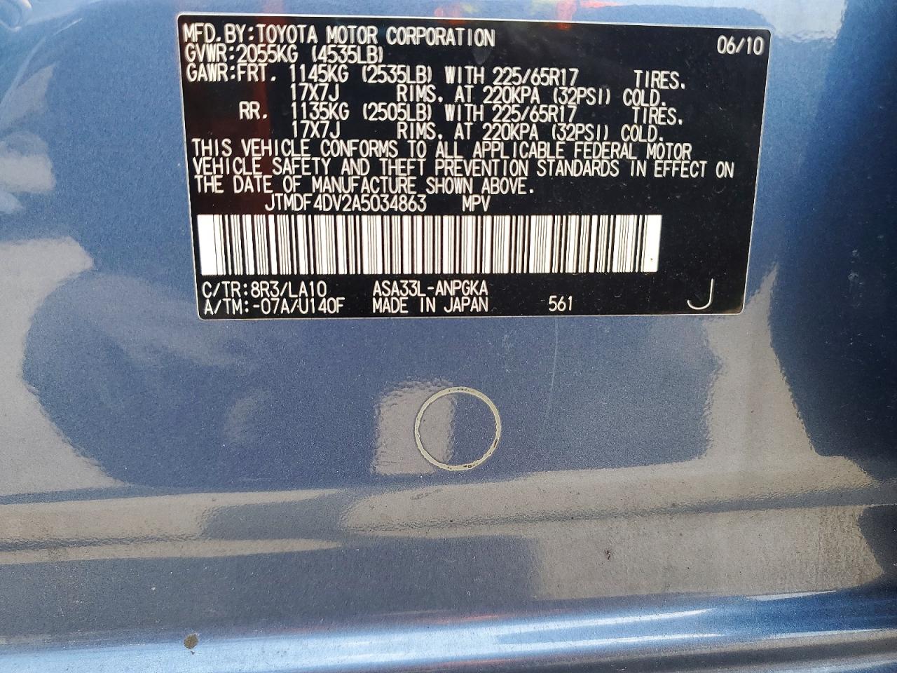 2010 Toyota Rav4 Limited Gray vin: JTMDF4DV2A5034863