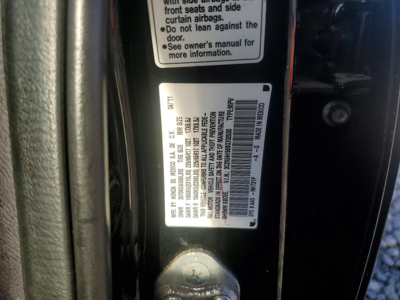 2011 Honda Cr-v Ex Black vin: 3CZRE4H58BG702530