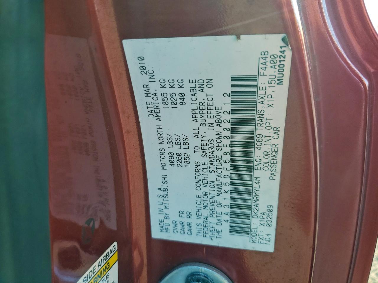 2011 Mitsubishi Eclipse Gs Sport Burgundy vin: 4A31K5DF5BE002212