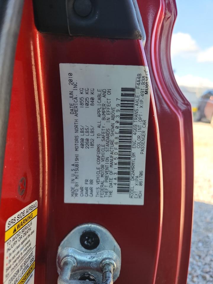 2011 Mitsubishi Eclipse Gs Sport Red vin: 4A31K5DF6BE003997