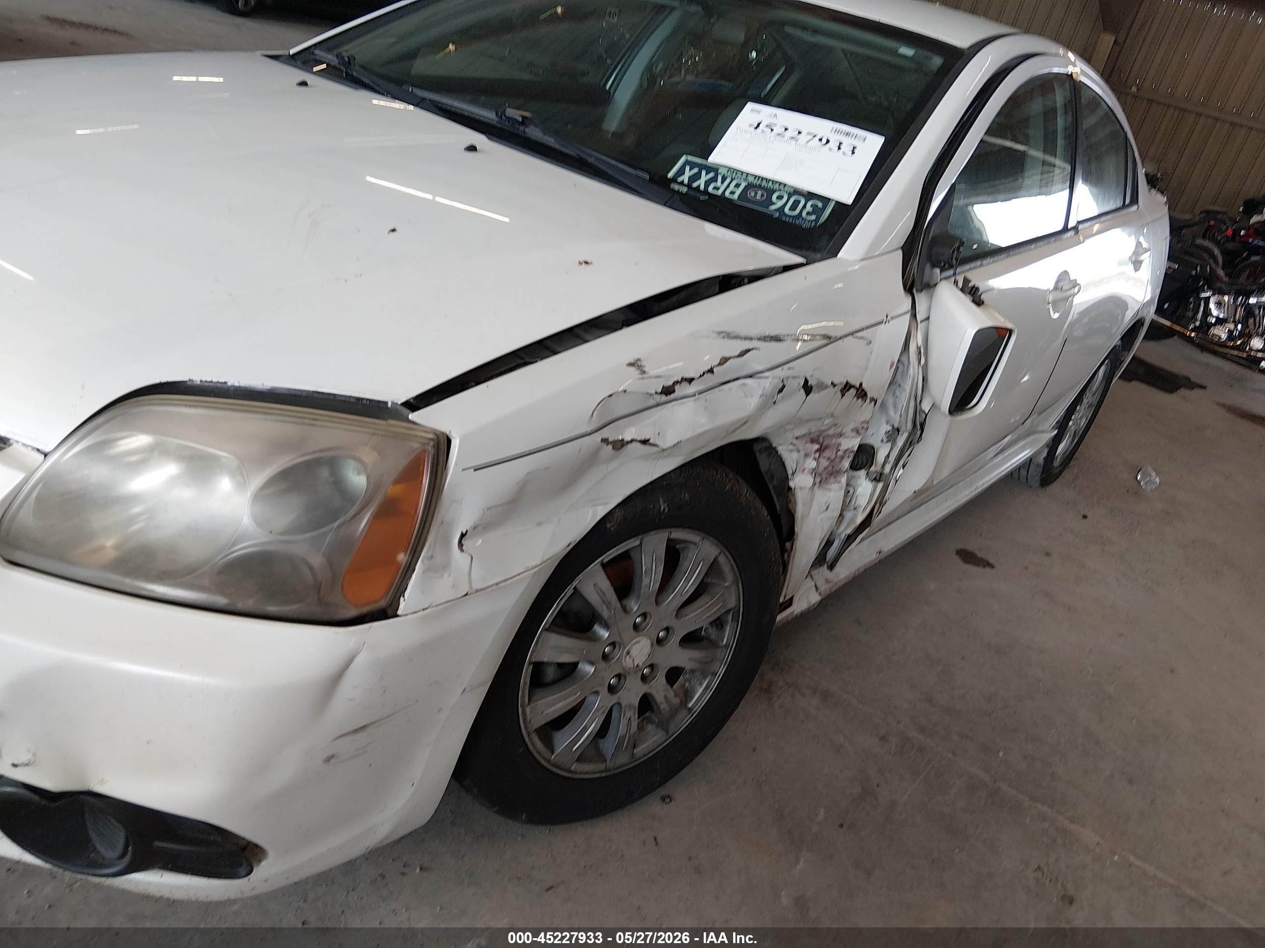 2010 Mitsubishi Galant Fe White vin: 4A32B2FF6AE004355