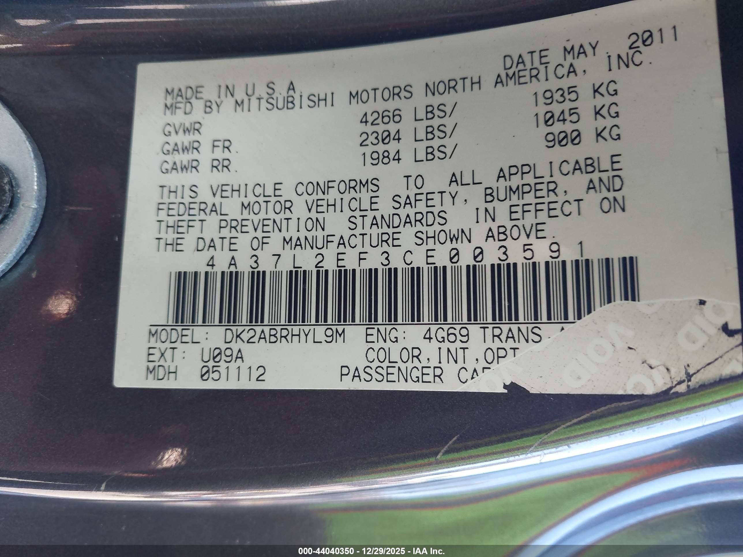 2012 Mitsubishi Eclipse Spyder Gs Sport Green vin: 4A37L2EF3CE003591