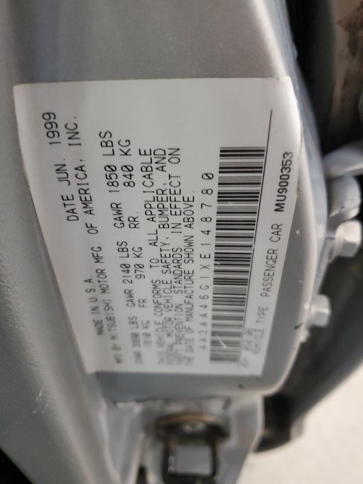 1999 Mitsubishi Galant Es Silver vin: 4A3AA46G1XE148780