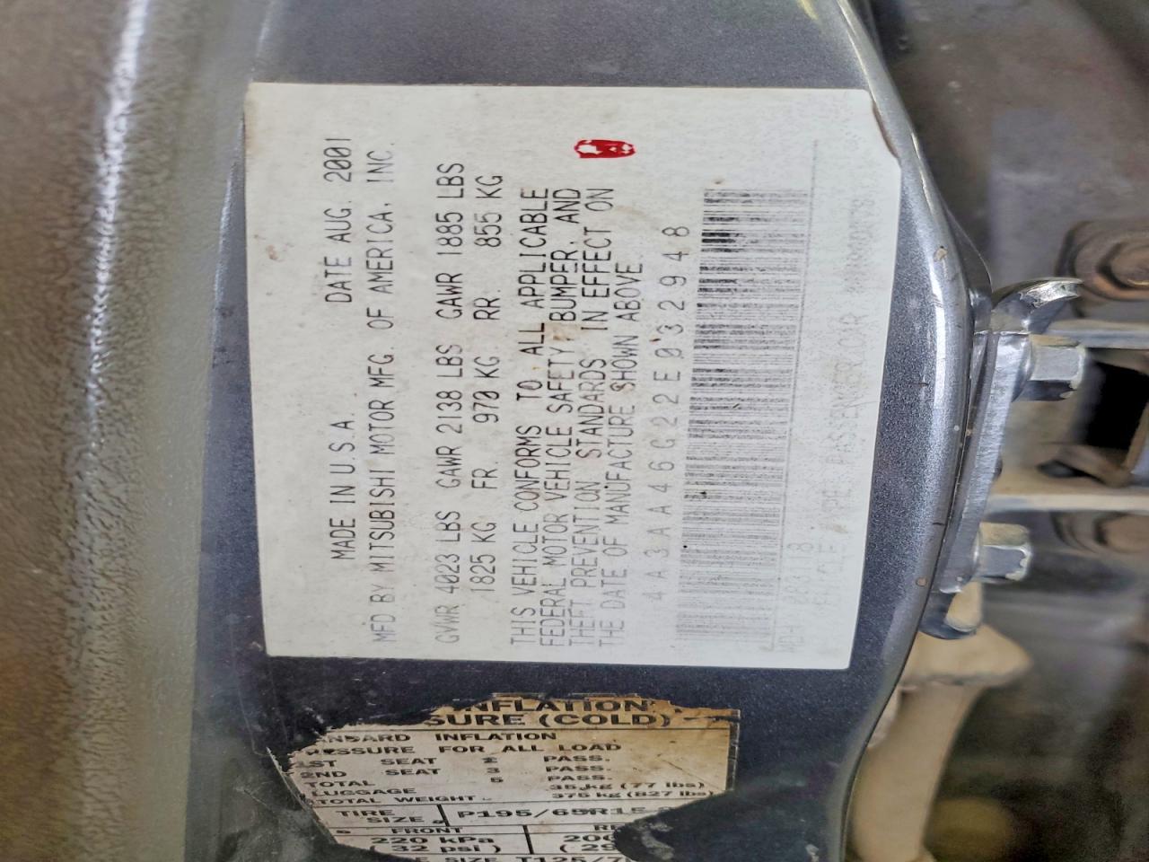2002 Mitsubishi Galant Es Charcoal vin: 4A3AA46G22E032948