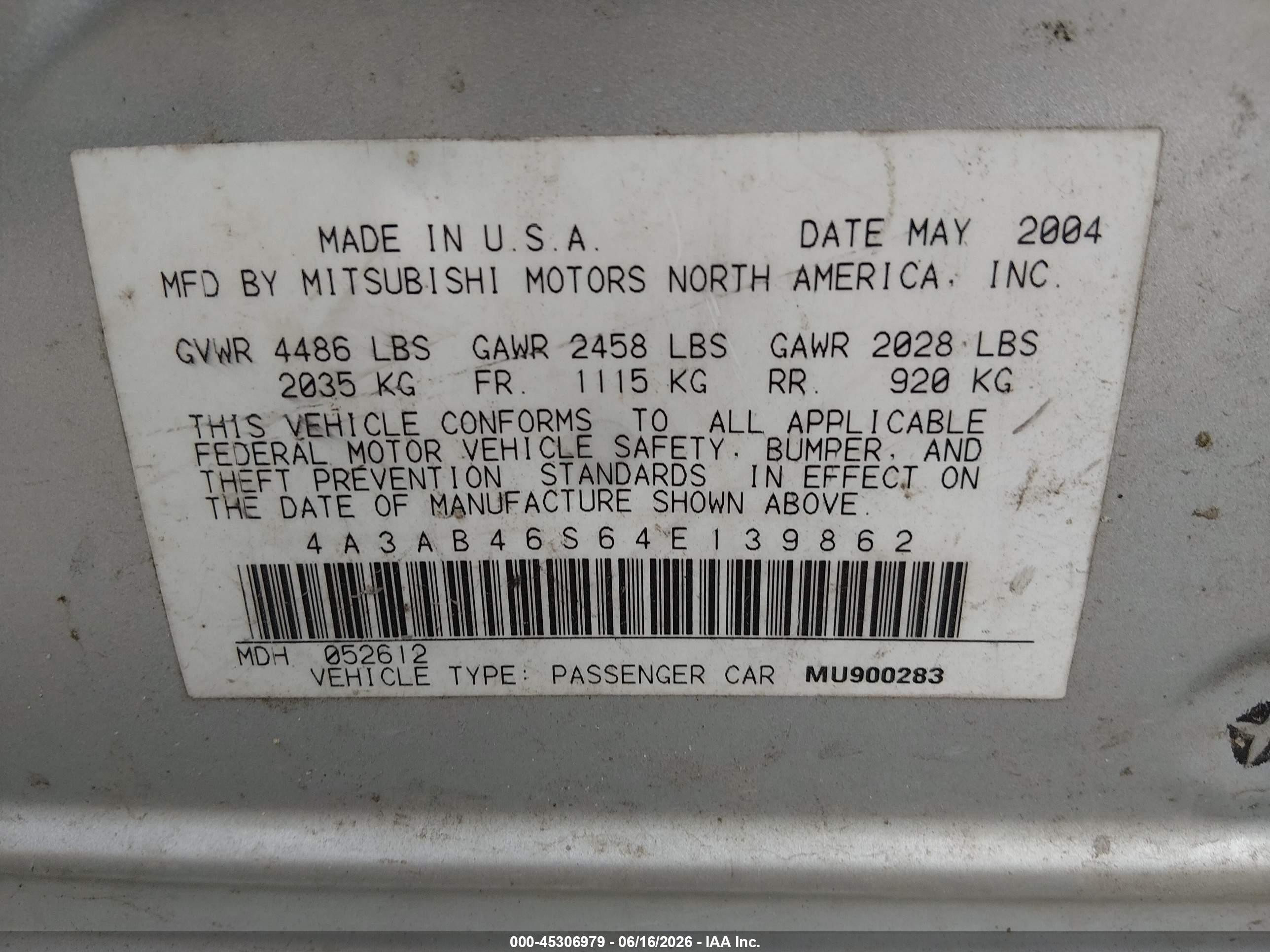 2004 Mitsubishi Galant Ls Silver vin: 4A3AB46S64E139862