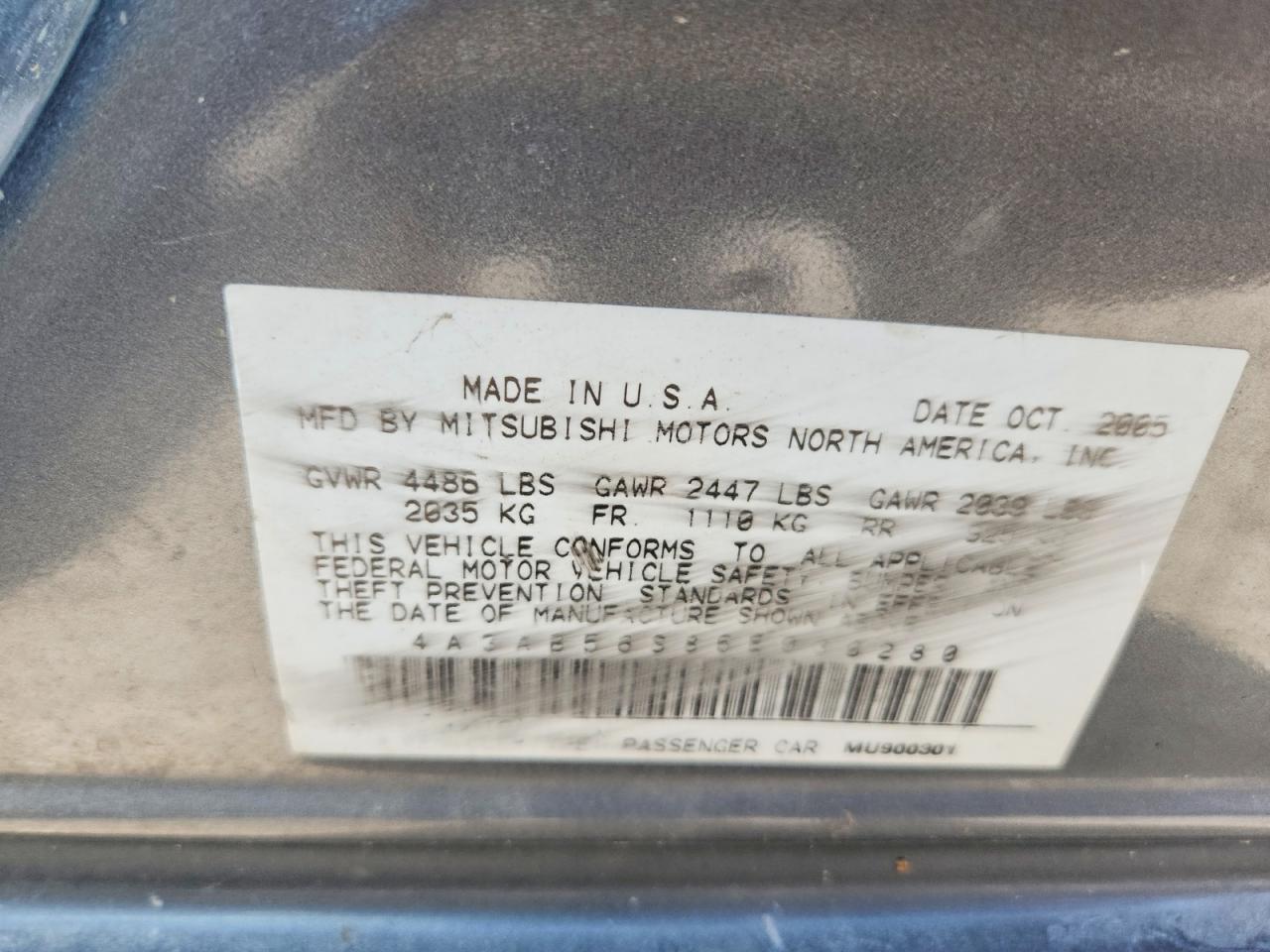 2006 Mitsubishi Galant Ls Premium Gray vin: 4A3AB56S86E030280