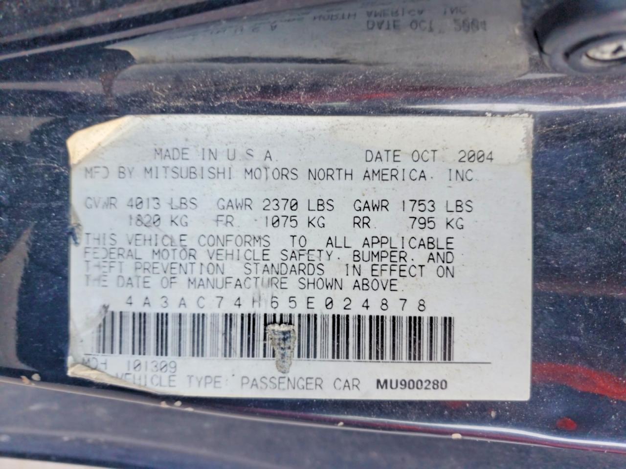 2005 Mitsubishi Eclipse Gts Black vin: 4A3AC74H65E024878
