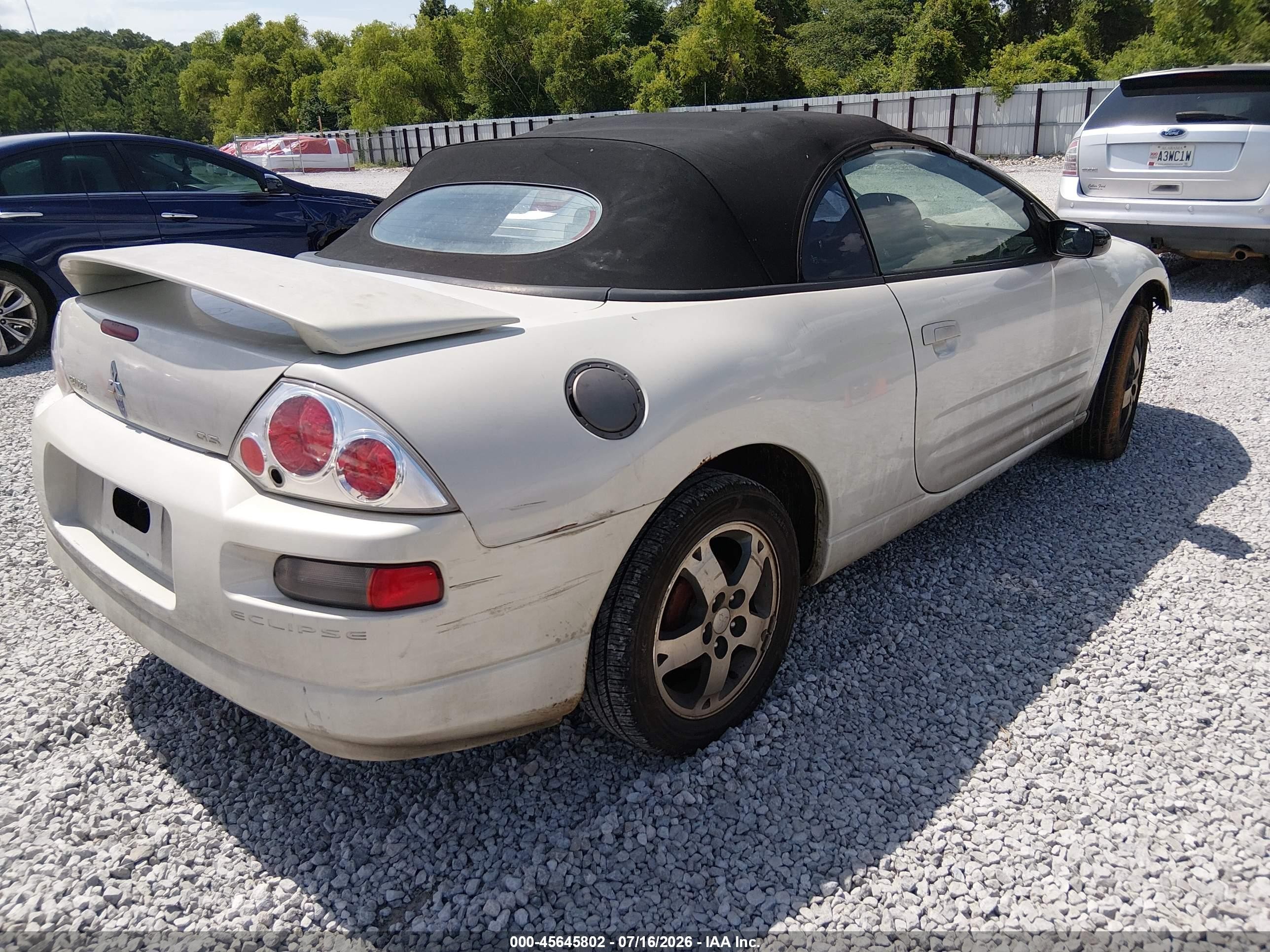 2003 Mitsubishi Eclipse Spyder Gs White vin: 4A3AE45G03E007814