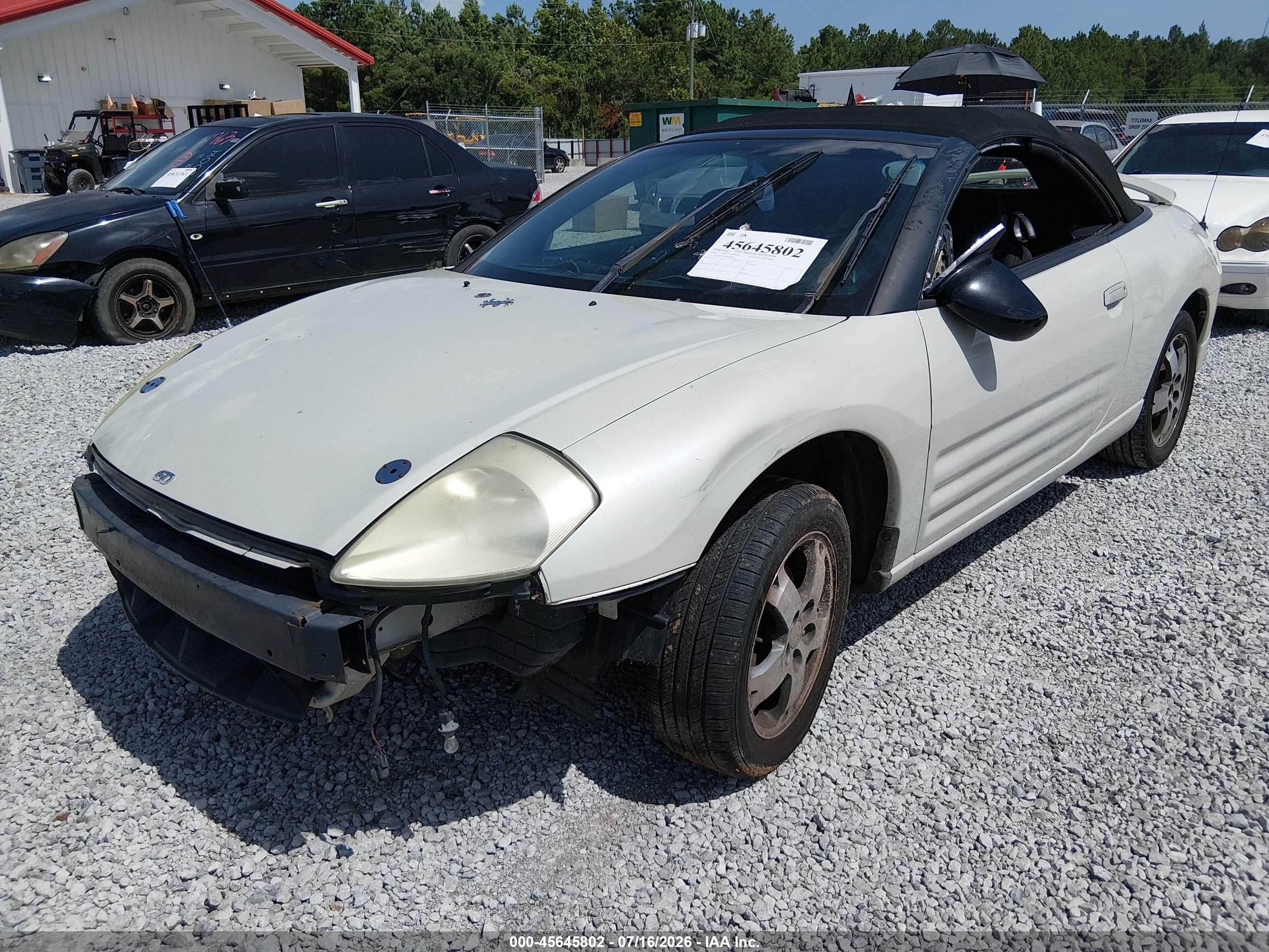 2003 Mitsubishi Eclipse Spyder Gs White vin: 4A3AE45G03E007814
