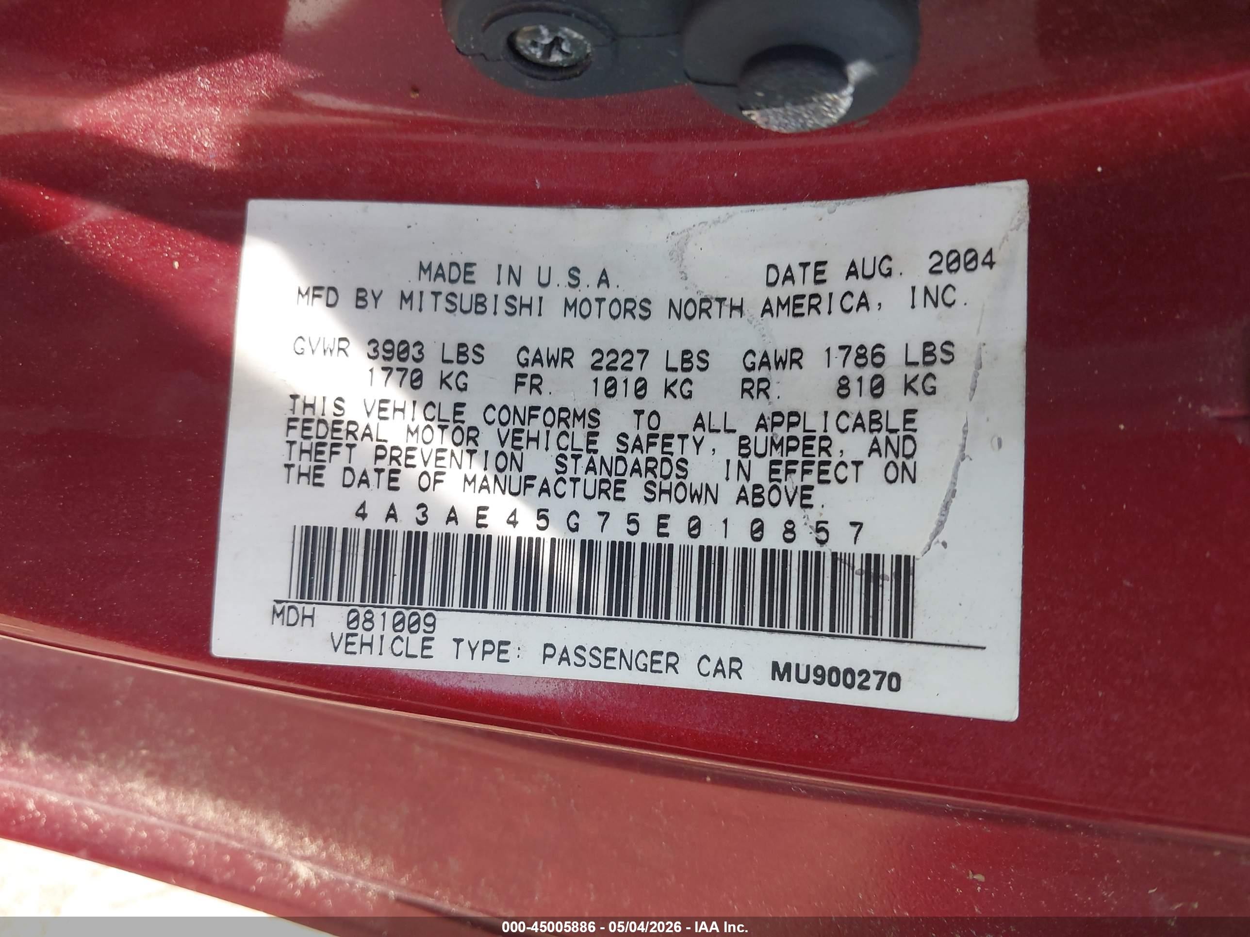 2005 Mitsubishi Eclipse Spyder Gs Maroon vin: 4A3AE45G75E010857