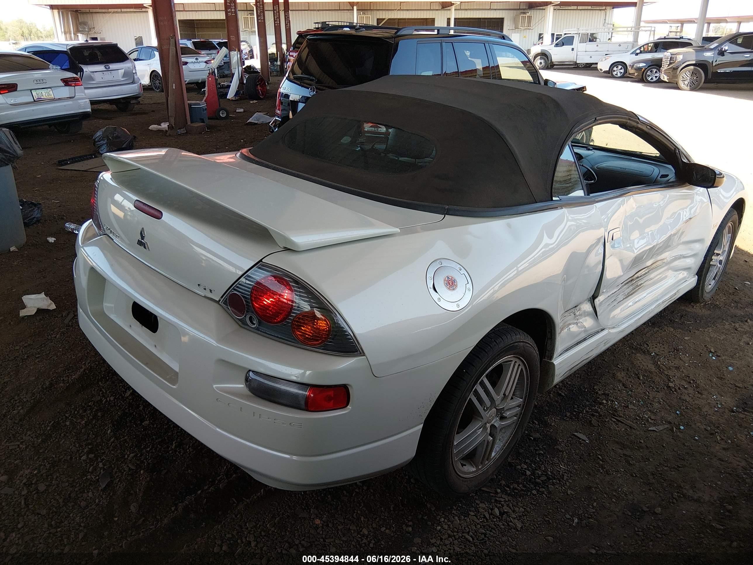 2003 Mitsubishi Eclipse Spyder Gt White vin: 4A3AE55H13E034521