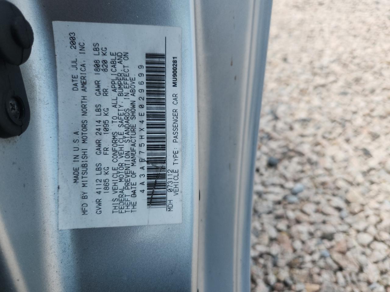2004 Mitsubishi Eclipse Spyder Gts Silver vin: 4A3AE75HX4E029699
