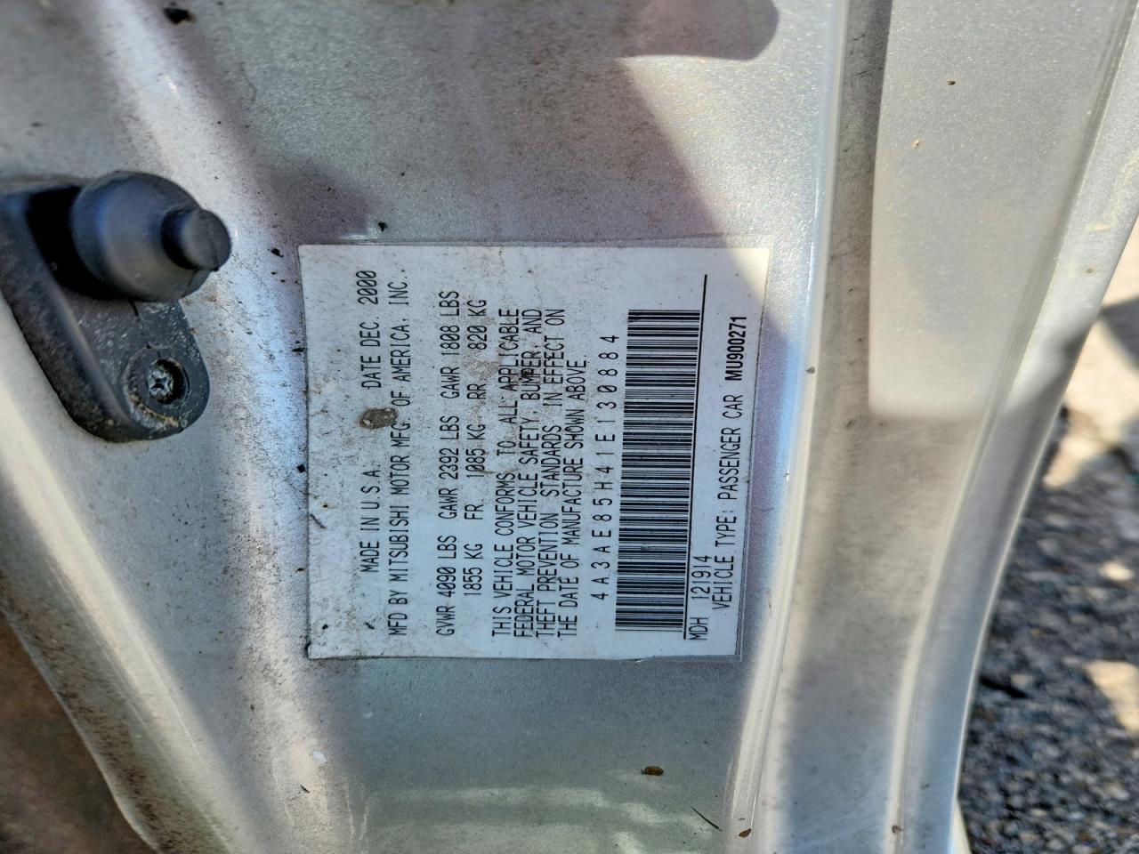 2001 Mitsubishi Eclipse Spyder Gt Silver vin: 4A3AE85H41E130884