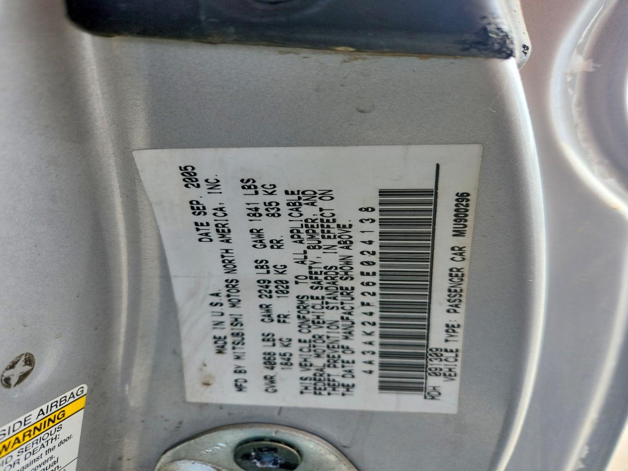 2006 Mitsubishi Eclipse Gs Silver vin: 4A3AK24F26E024138