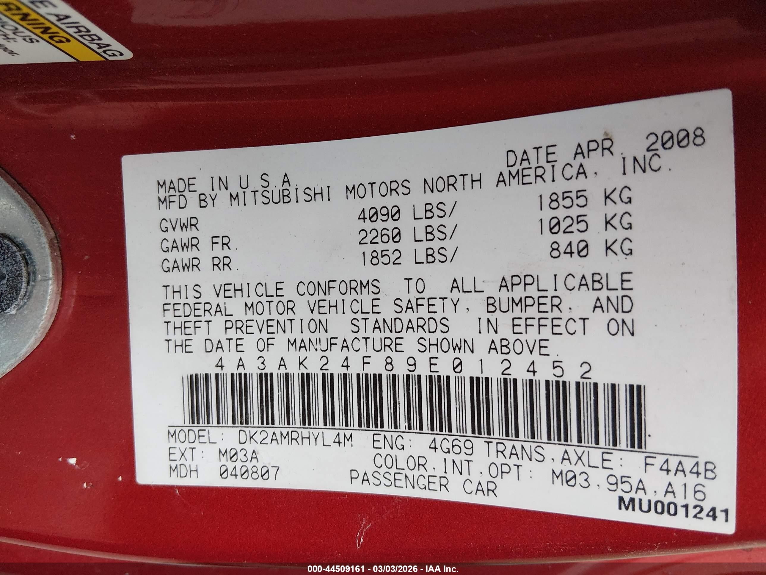 2009 Mitsubishi Eclipse Gs Orange vin: 4A3AK24F89E012452