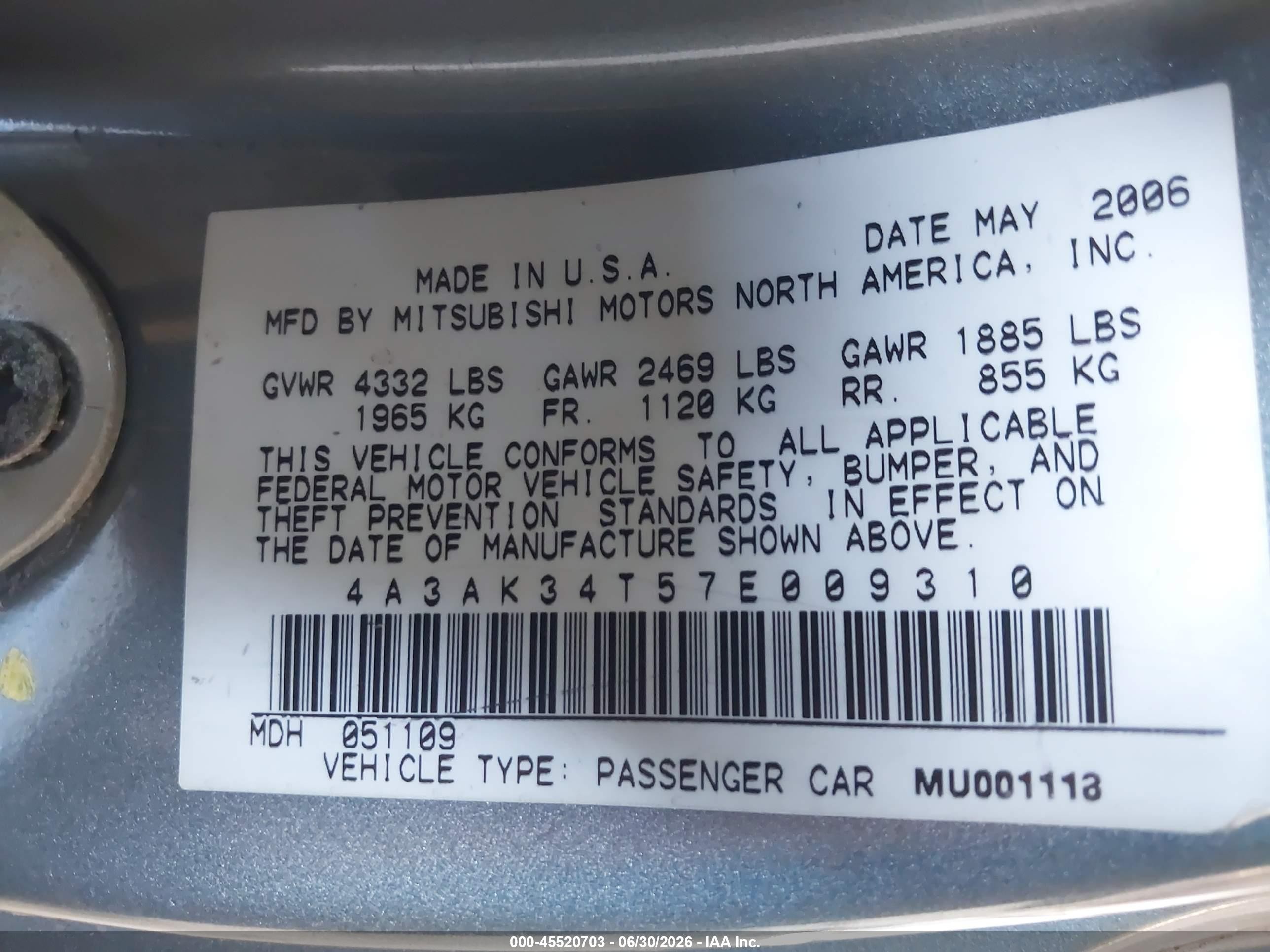 2007 Mitsubishi Eclipse Gt Gray vin: 4A3AK34T57E009310