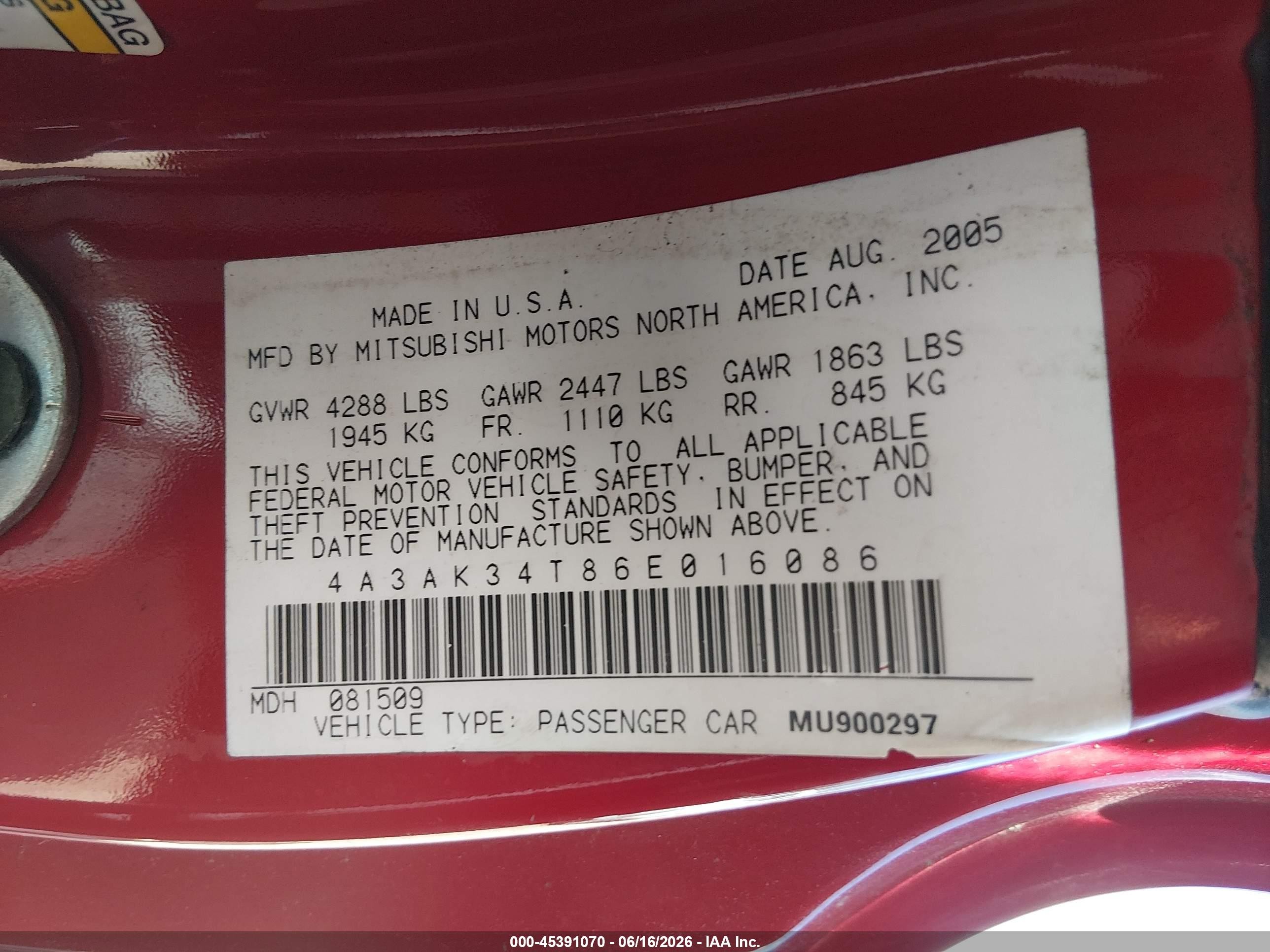 2006 Mitsubishi Eclipse Gt Red vin: 4A3AK34T86E016086