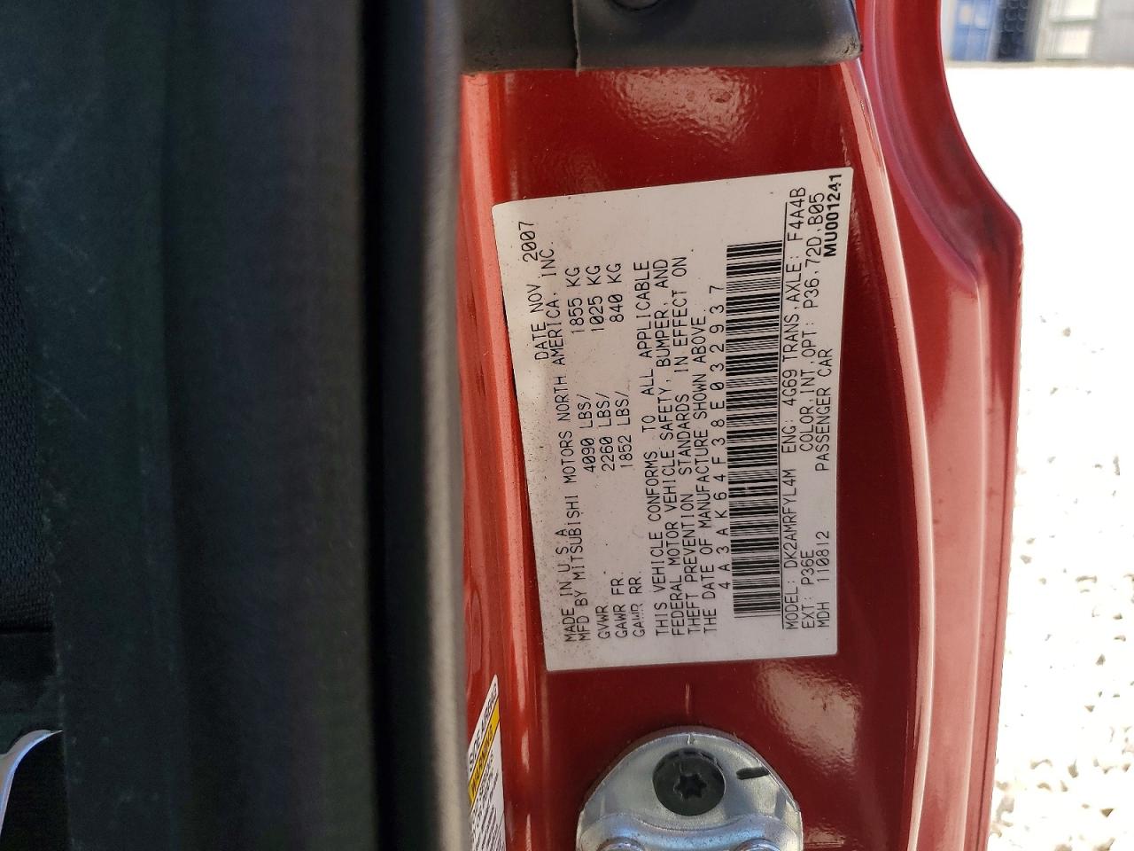 2008 Mitsubishi Eclipse Se Orange vin: 4A3AK64F38E032937