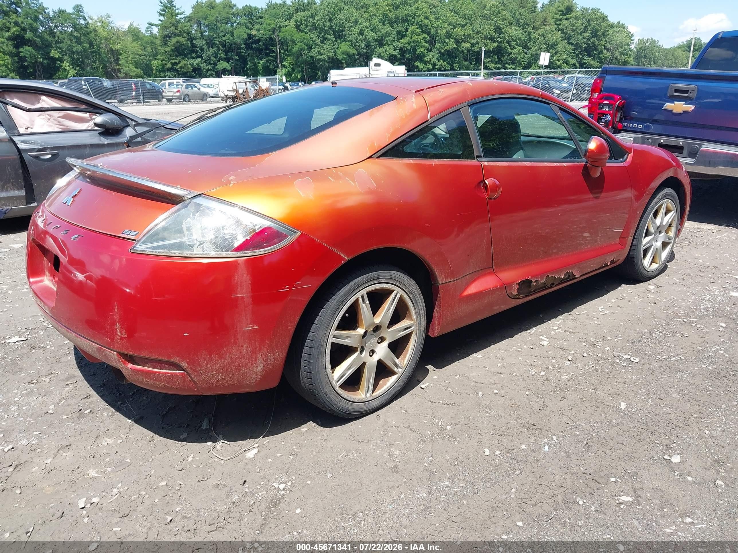 2007 Mitsubishi Eclipse Se Orange vin: 4A3AK64F77E065065
