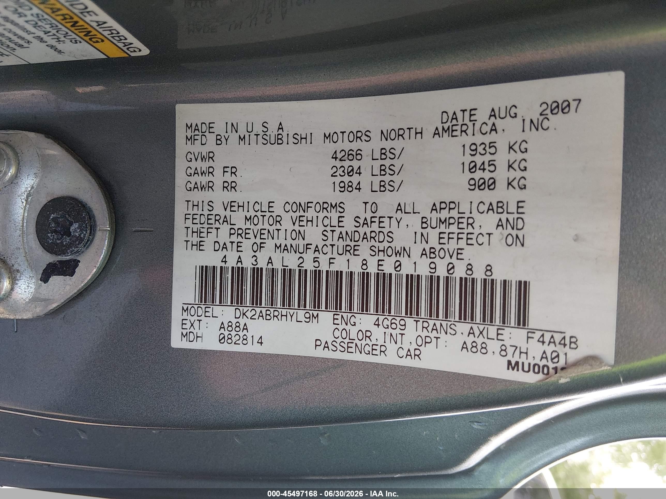 2008 Mitsubishi Eclipse Spyder Gs Серый vin: 4A3AL25F18E019088