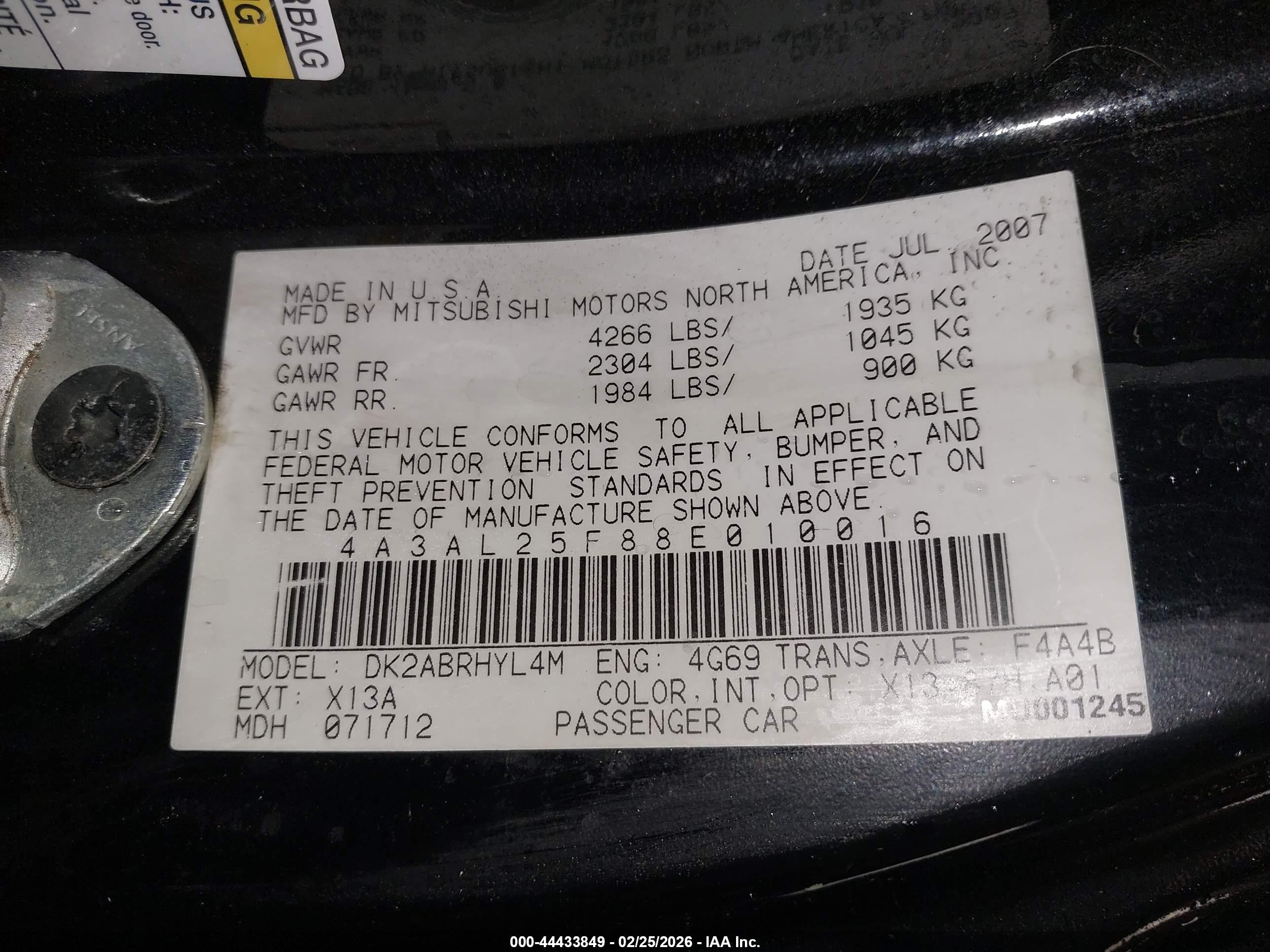 2008 Mitsubishi Eclipse Spyder Gs Black vin: 4A3AL25F88E010016