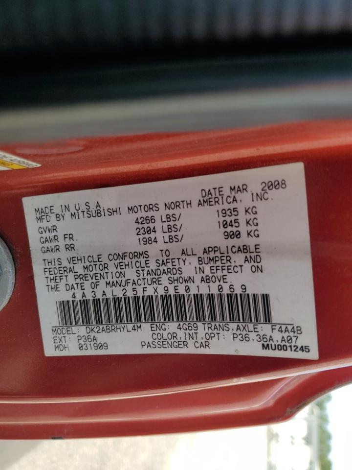 2009 Mitsubishi Eclipse Spyder Gs Red vin: 4A3AL25FX9E011069
