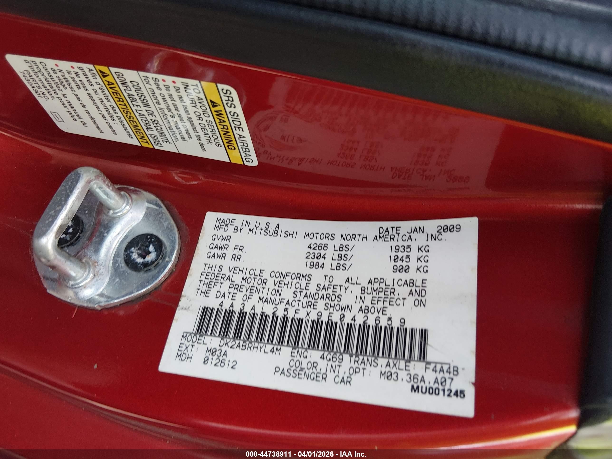 2009 Mitsubishi Eclipse Spyder Gs Orange vin: 4A3AL25FX9E042659