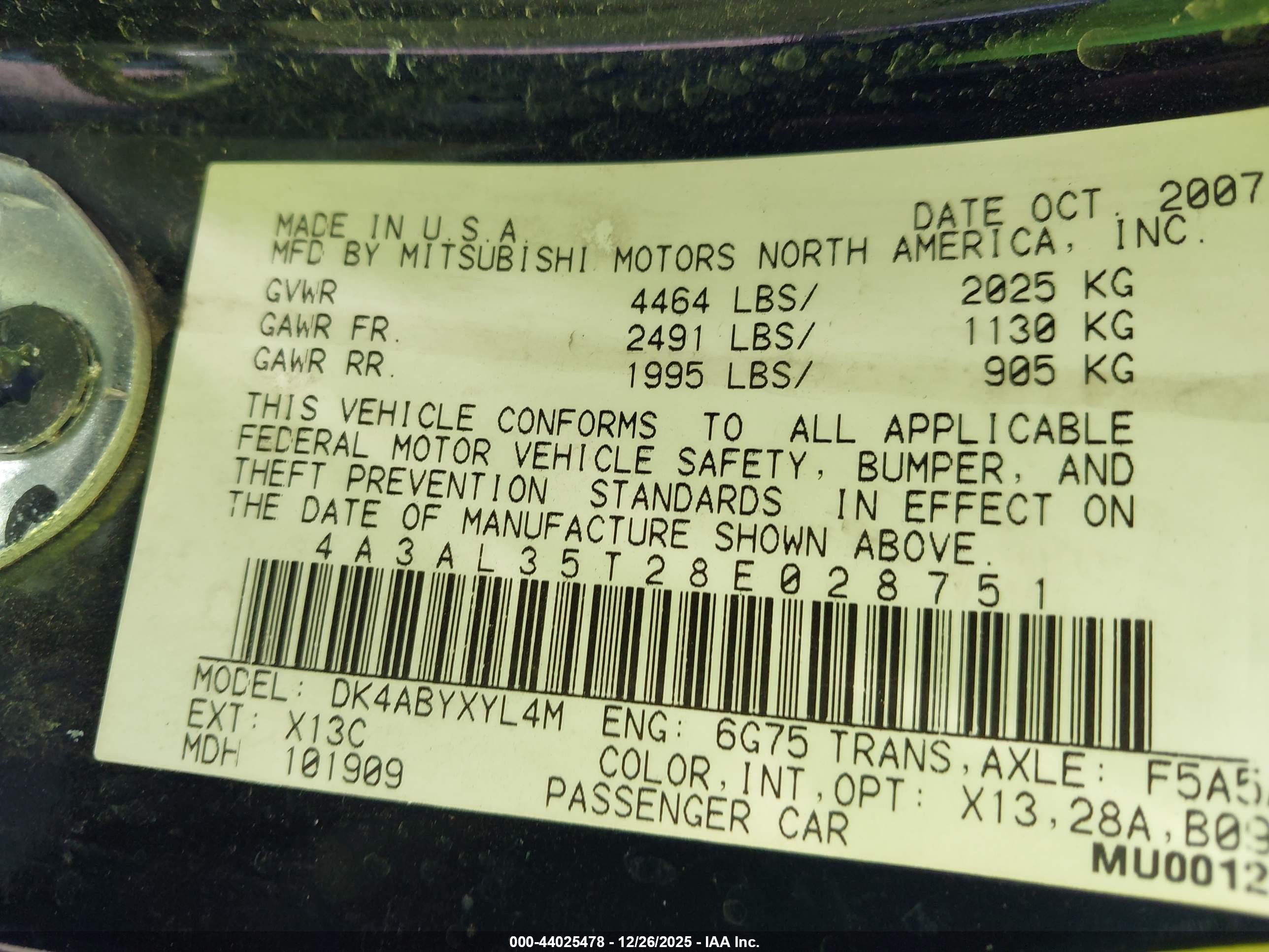 2008 Mitsubishi Eclipse Spyder Gt Черный vin: 4A3AL35T28E028751