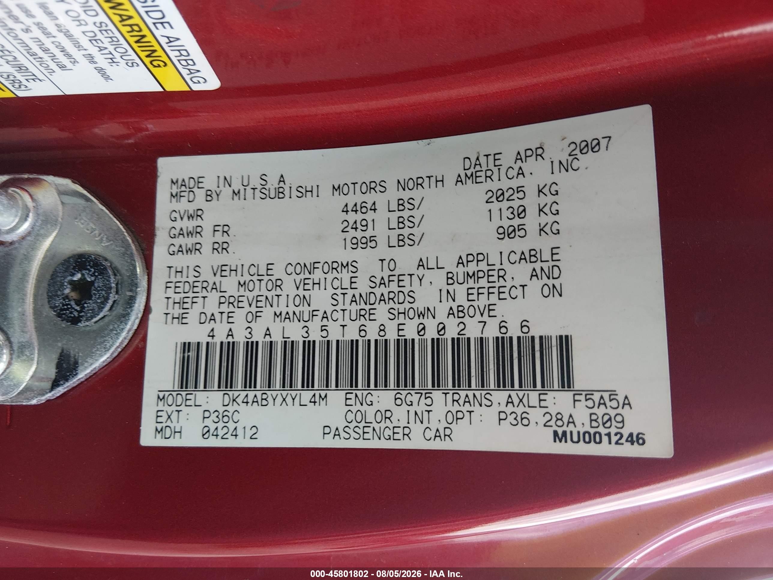 2008 Mitsubishi Eclipse Spyder Gt Red vin: 4A3AL35T68E002766