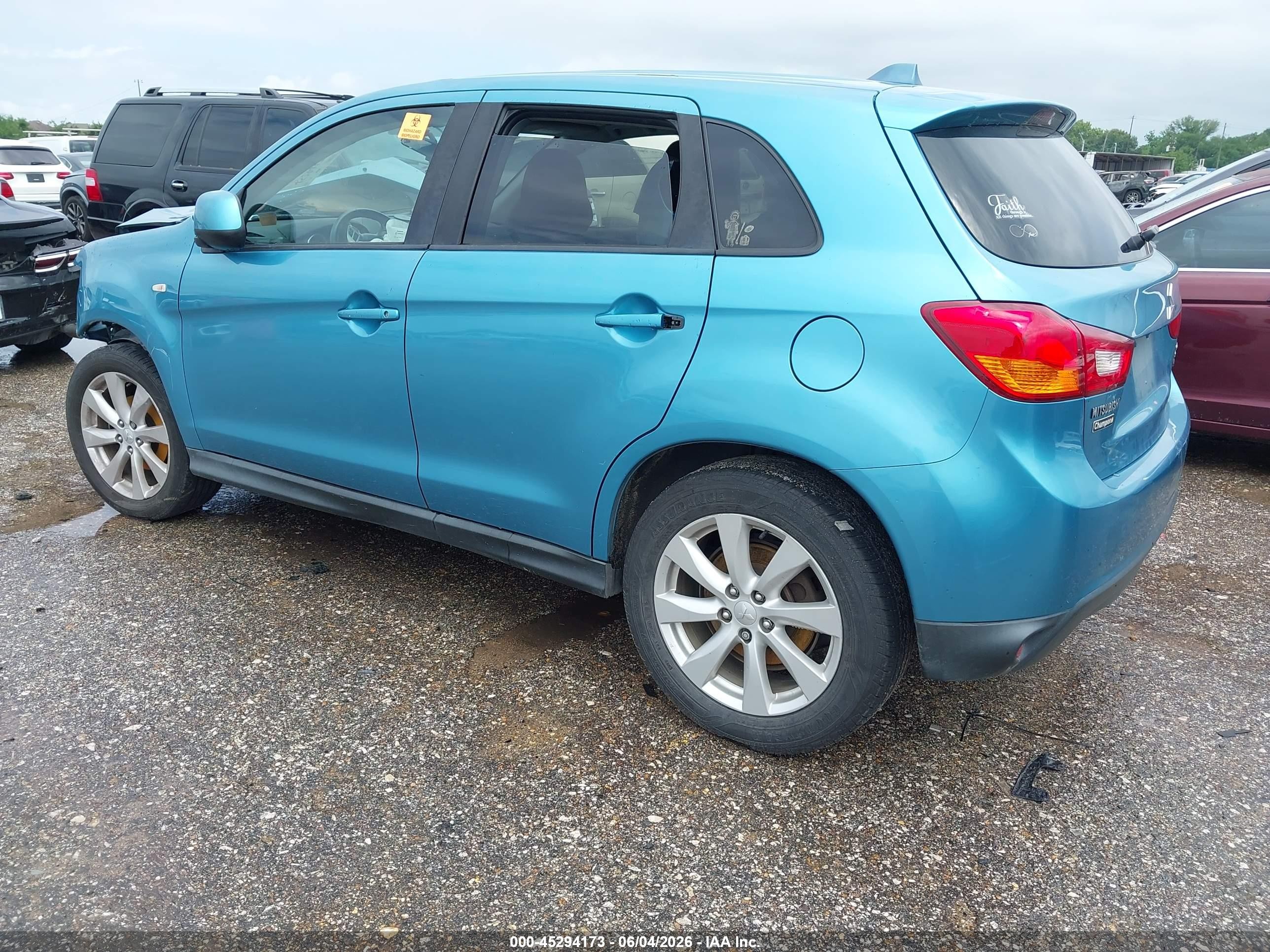 2013 Mitsubishi Outlander Sport Es Blue vin: 4A4AP3AU2DE003776