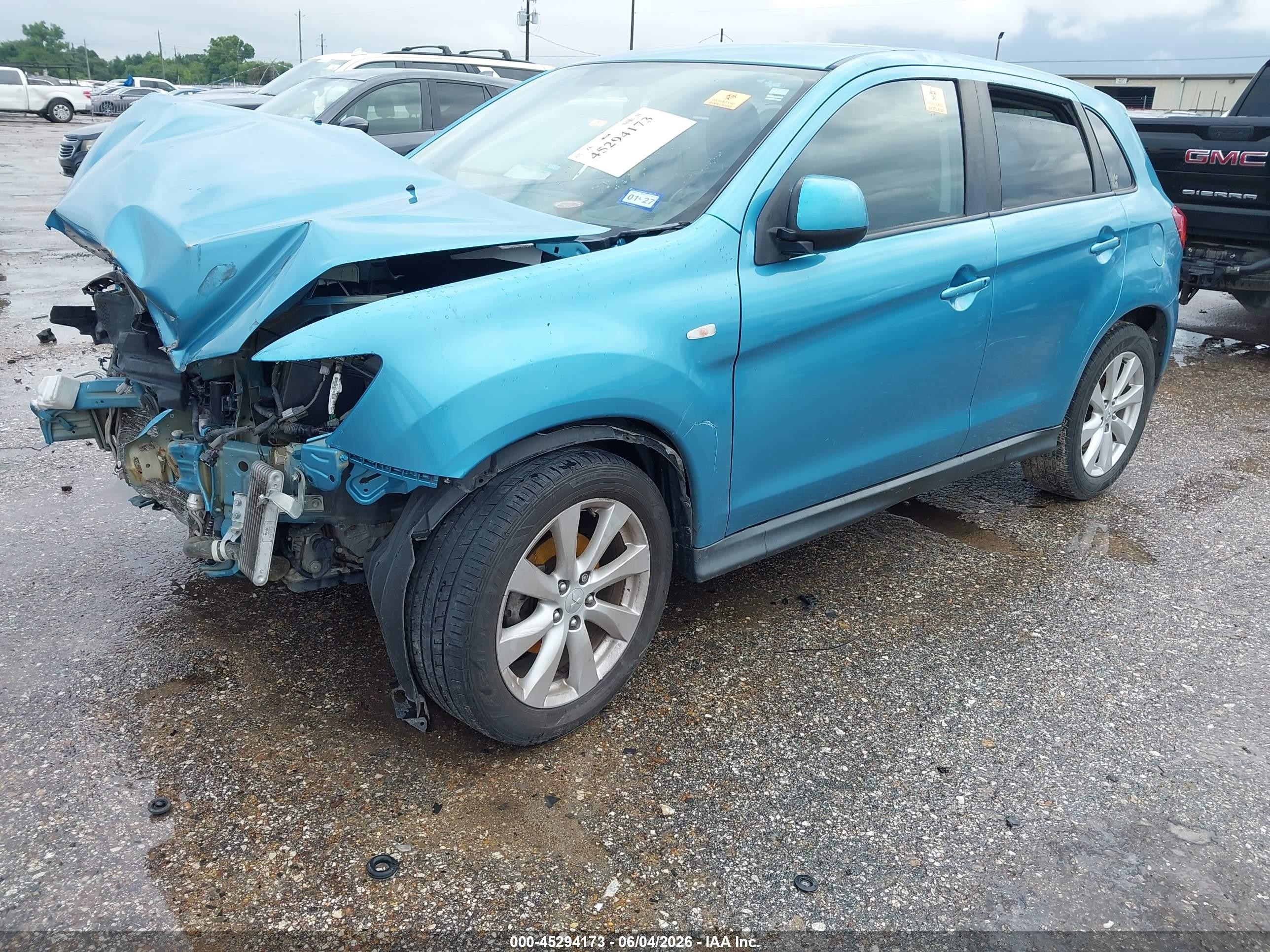 2013 Mitsubishi Outlander Sport Es Blue vin: 4A4AP3AU2DE003776