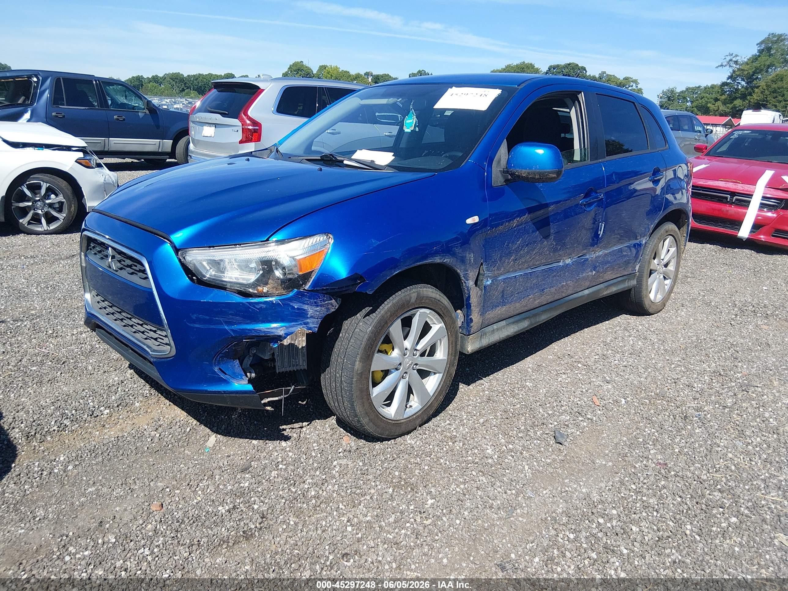 2015 Mitsubishi Outlander Sport Es Blue vin: 4A4AP3AU2FE010973