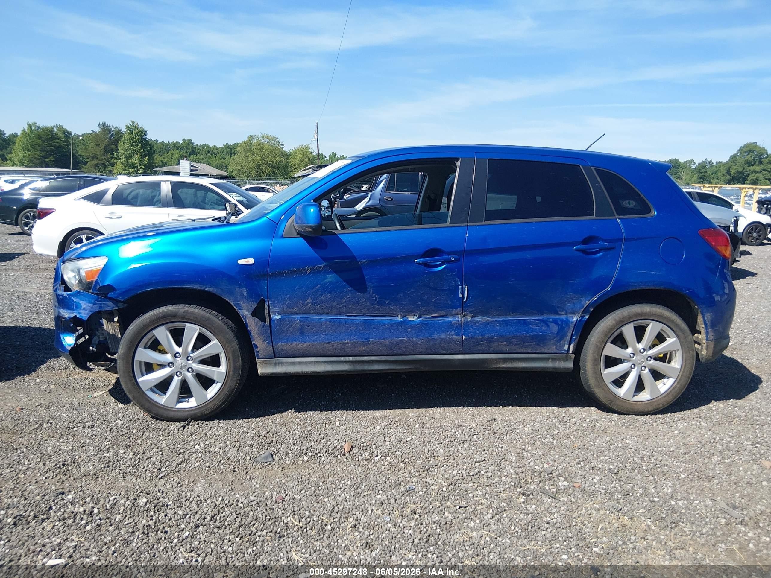 2015 Mitsubishi Outlander Sport Es Blue vin: 4A4AP3AU2FE010973