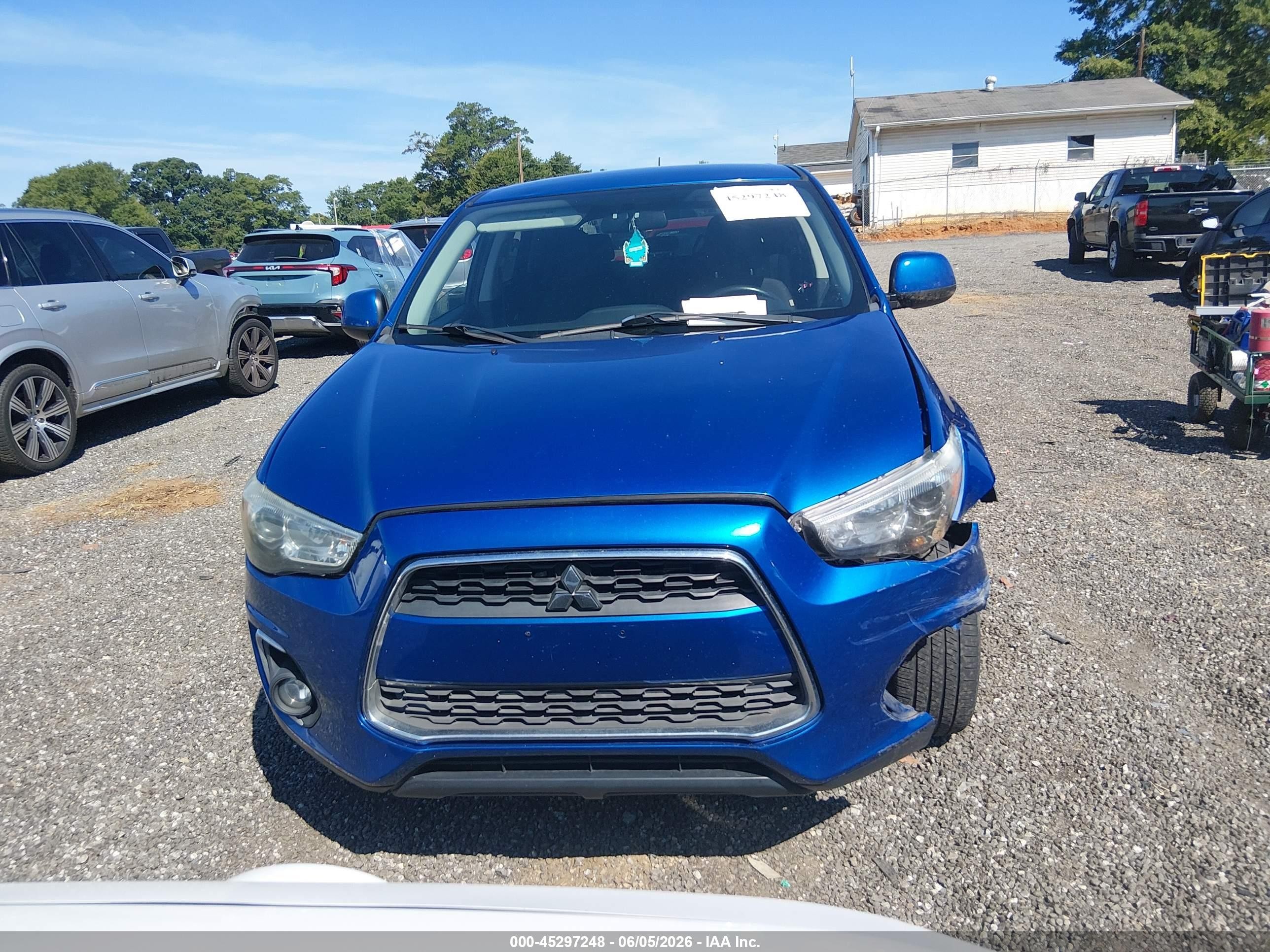2015 Mitsubishi Outlander Sport Es Blue vin: 4A4AP3AU2FE010973