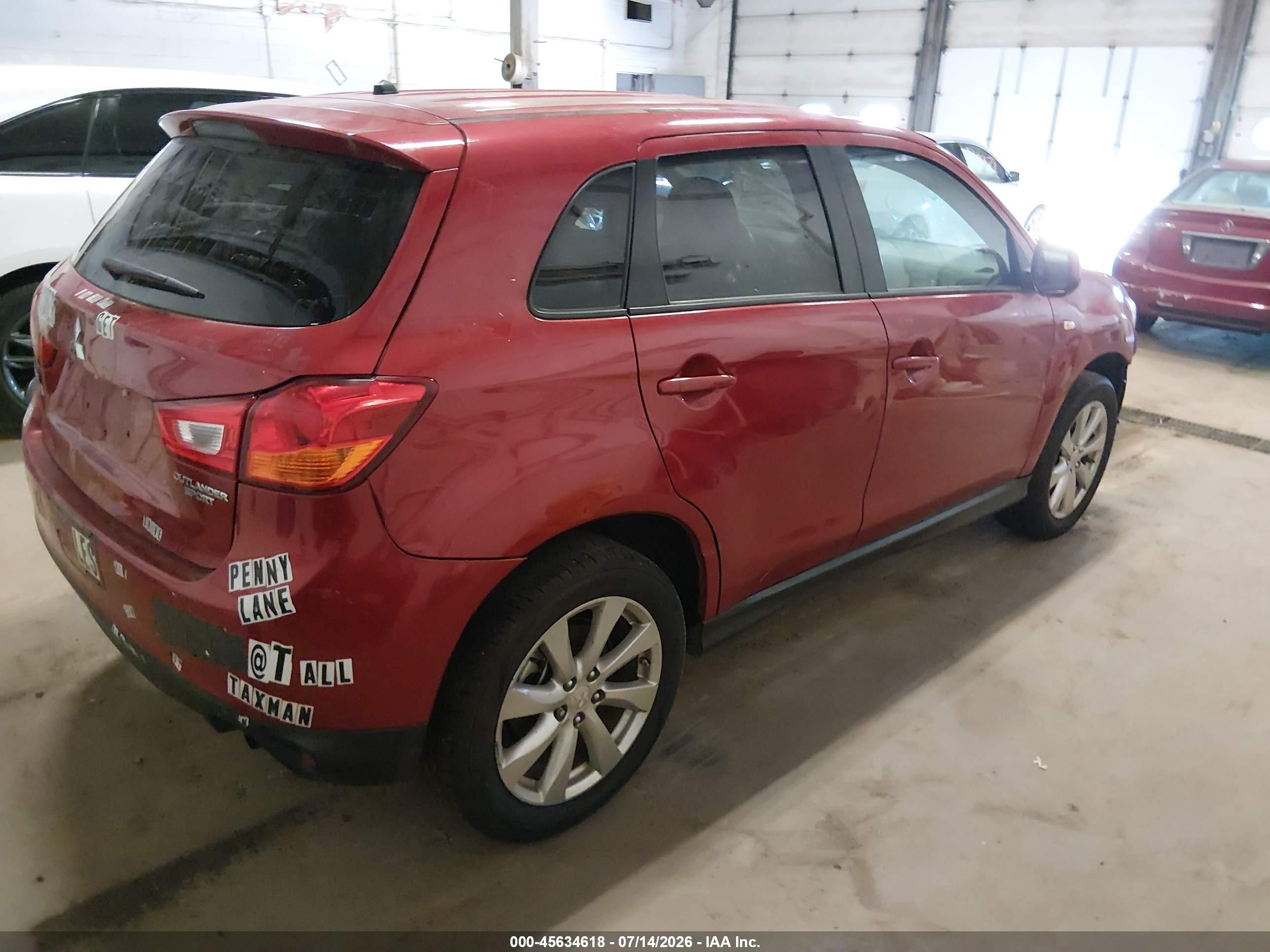 2015 Mitsubishi Outlander Sport Es Red vin: 4A4AP3AU2FE048848