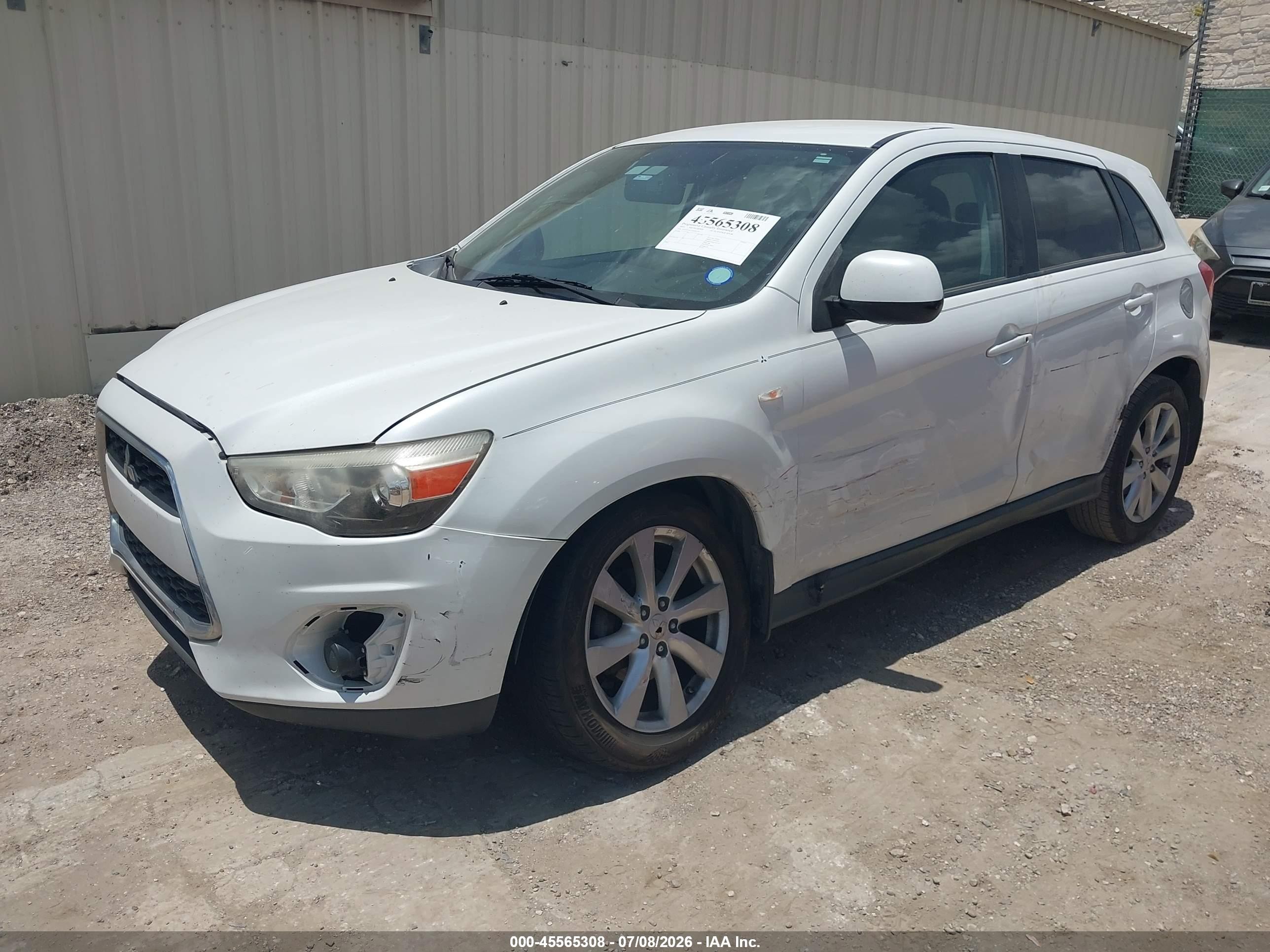 2014 Mitsubishi Outlander Sport Es White vin: 4A4AP3AU3EE019745