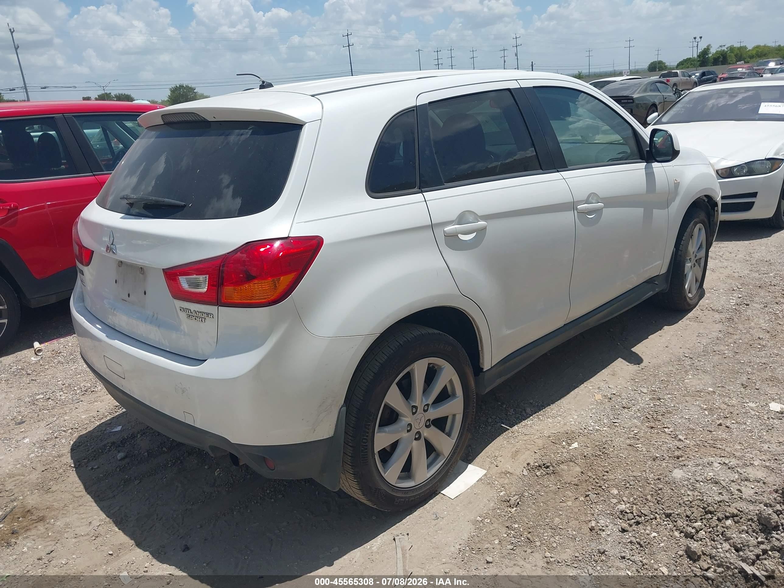 2014 Mitsubishi Outlander Sport Es White vin: 4A4AP3AU3EE019745