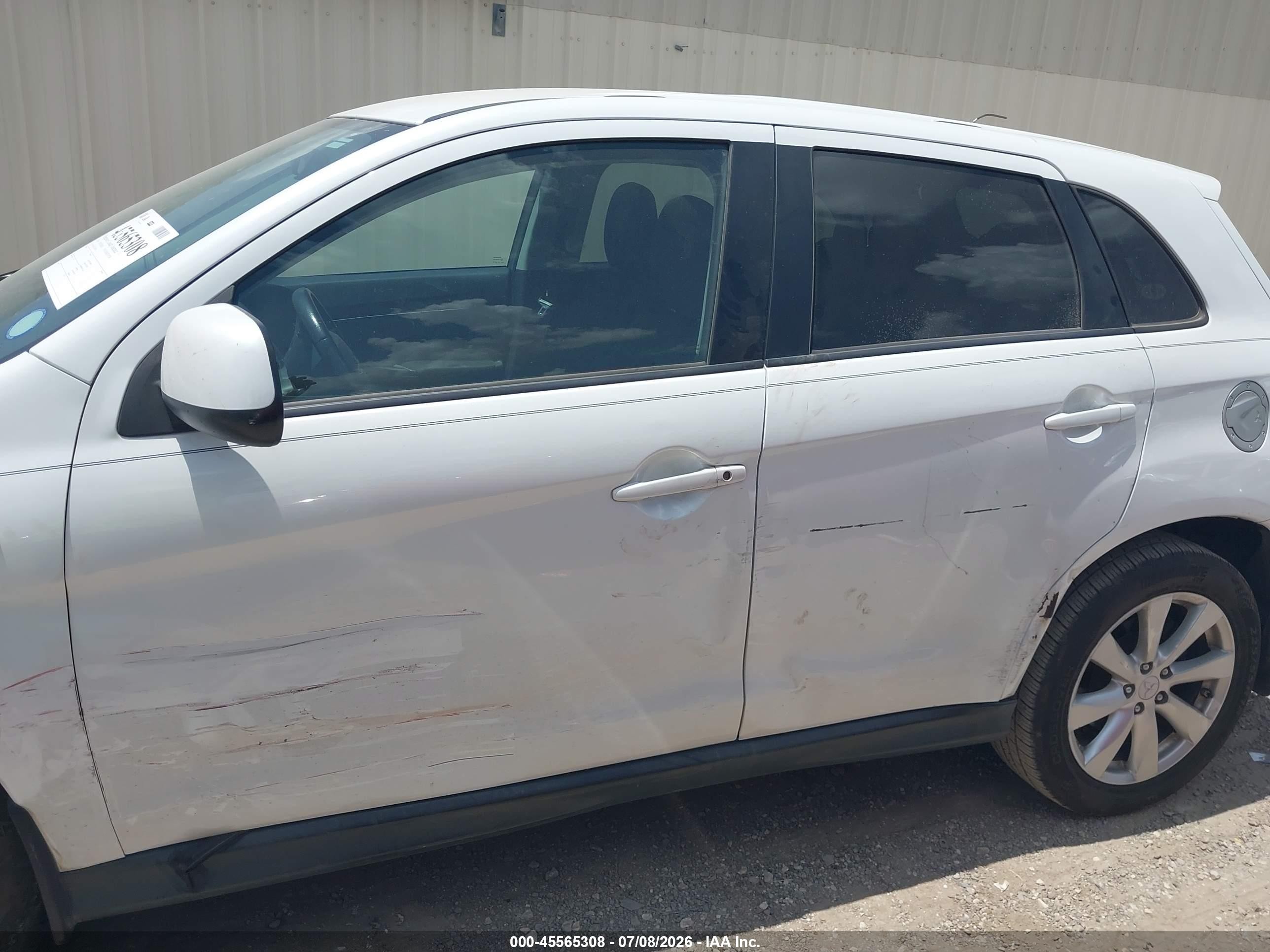 2014 Mitsubishi Outlander Sport Es White vin: 4A4AP3AU3EE019745