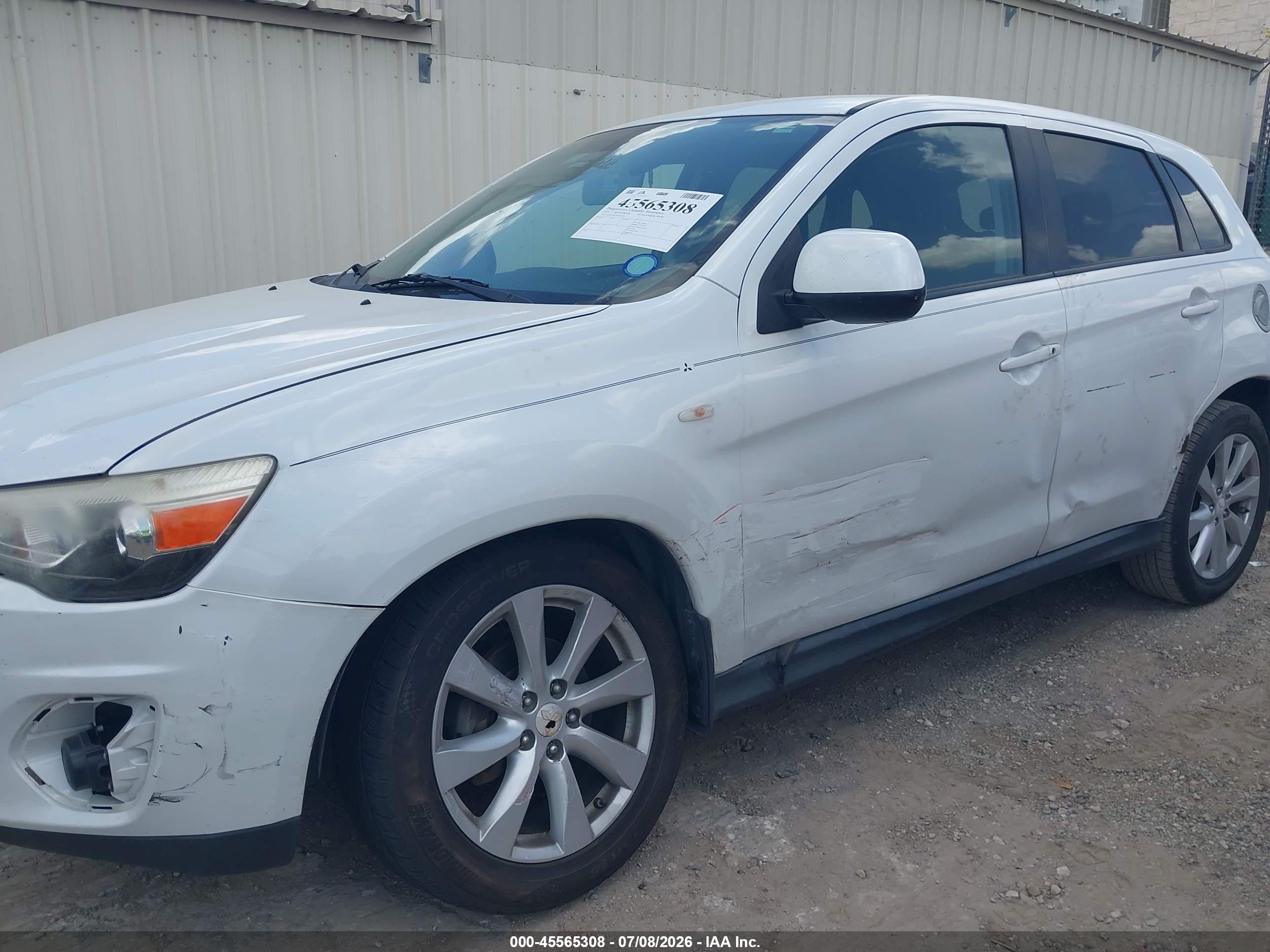 2014 Mitsubishi Outlander Sport Es White vin: 4A4AP3AU3EE019745
