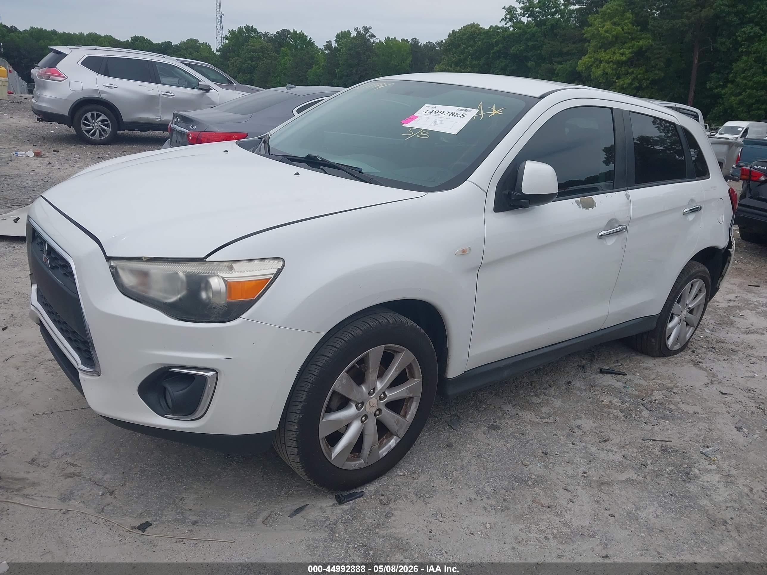 2014 Mitsubishi Outlander Sport Es White vin: 4A4AP3AU3EE029076