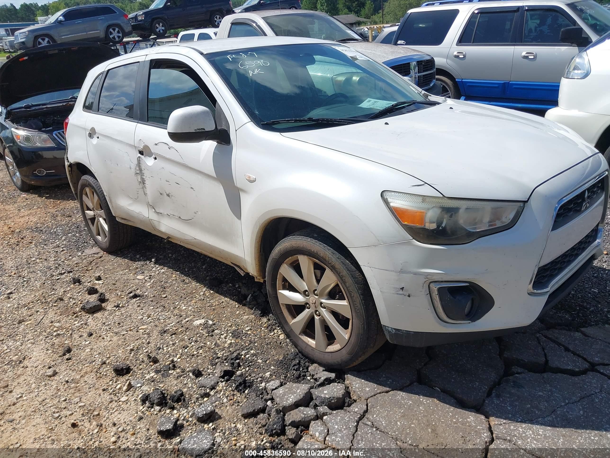 2014 Mitsubishi Outlander Sport Es White vin: 4A4AP3AU3EE032737