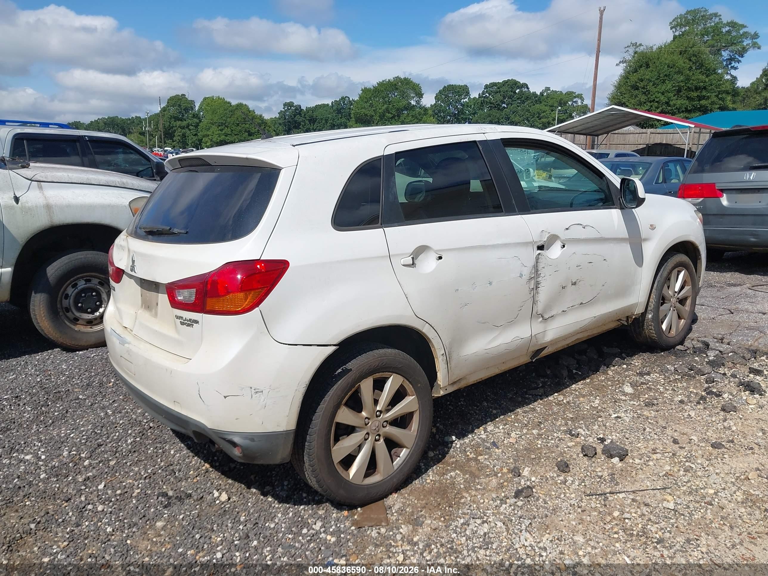 2014 Mitsubishi Outlander Sport Es White vin: 4A4AP3AU3EE032737