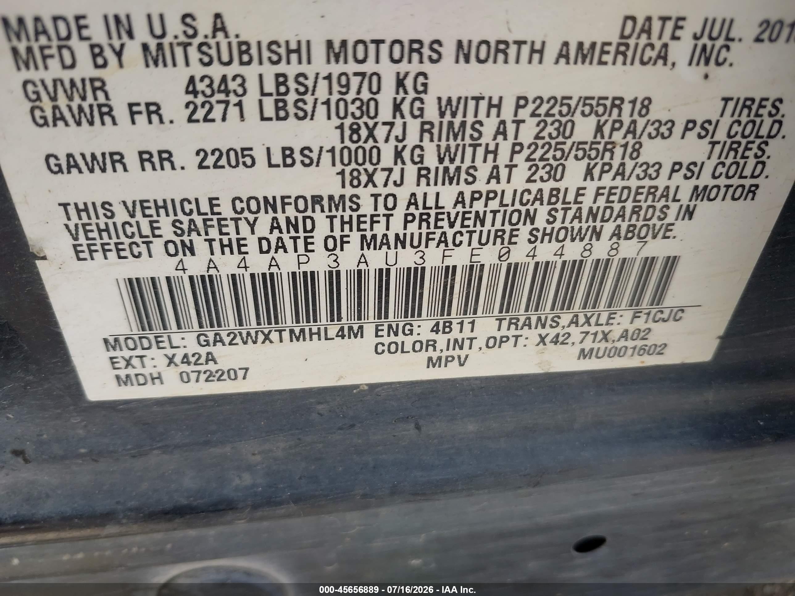 2015 Mitsubishi Outlander Sport Es Black vin: 4A4AP3AU3FE044887