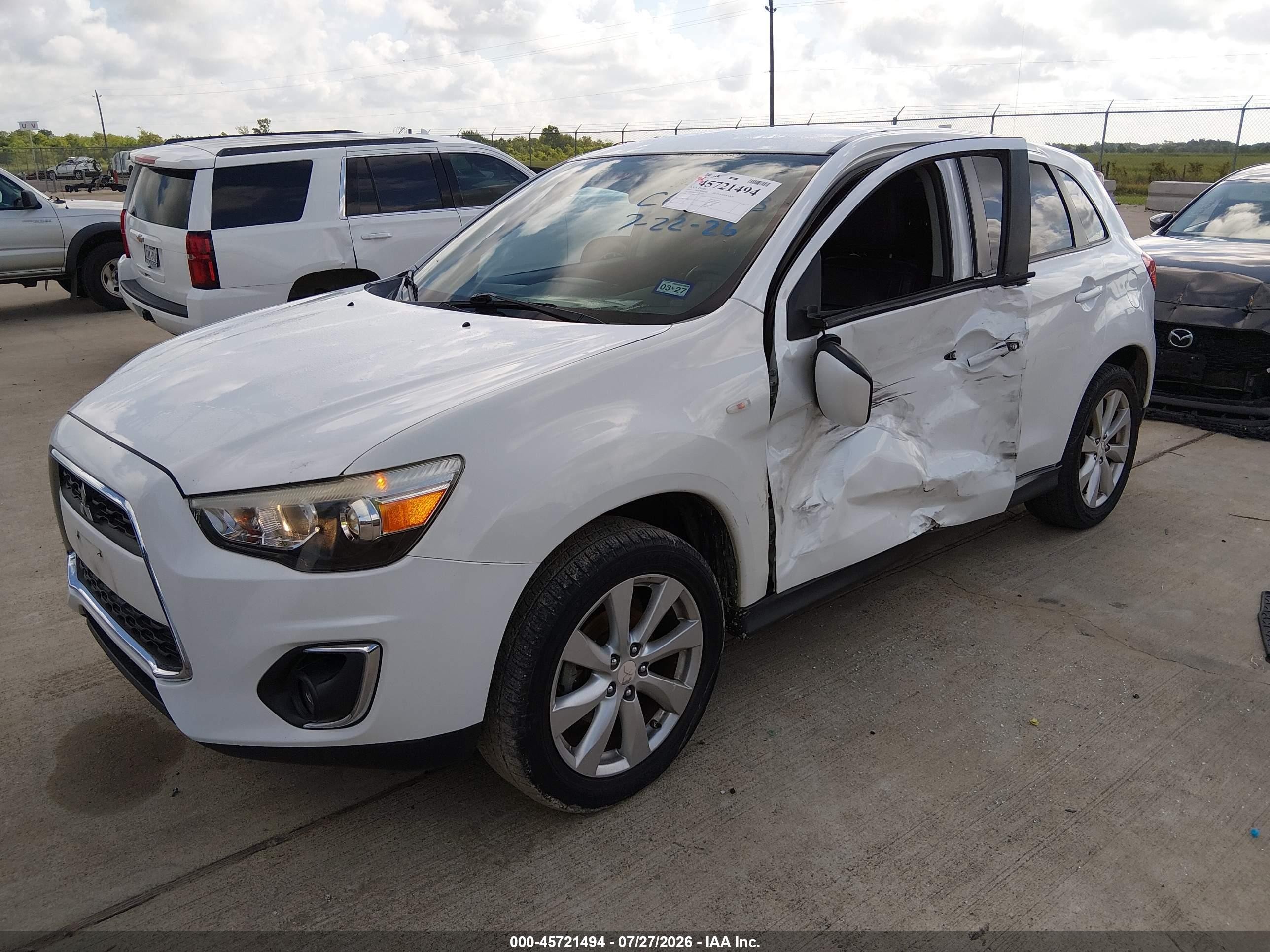 2013 Mitsubishi Outlander Sport Es White vin: 4A4AP3AU4DE013029